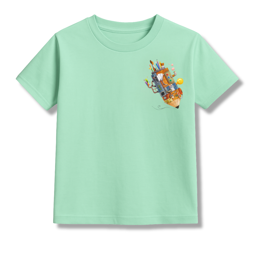 Kids Mint Round Neck T-Shirt Half Sleeves Cotton | Rich Ultra Soft Fabric | Comfortable Solid Color Printed T-shirt for Boys and Girls
