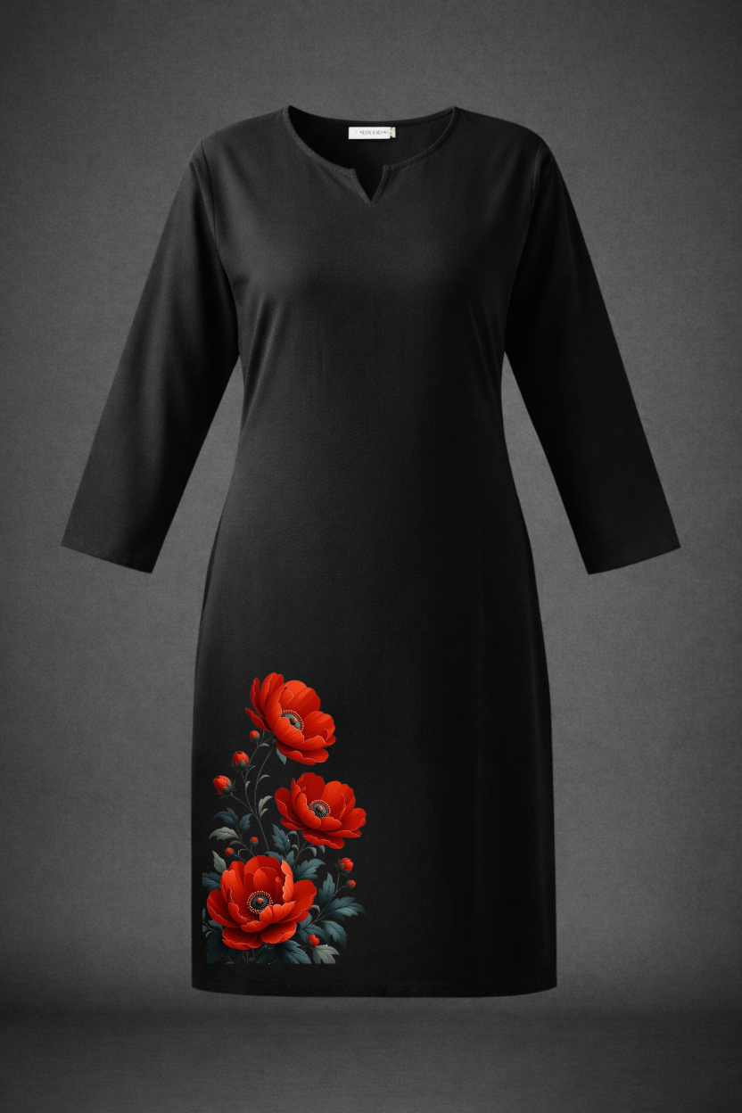 Women's Black Kurti | Premium 100% Cotton | Rich Ultra Soft Fabric | Solid Colour Printed