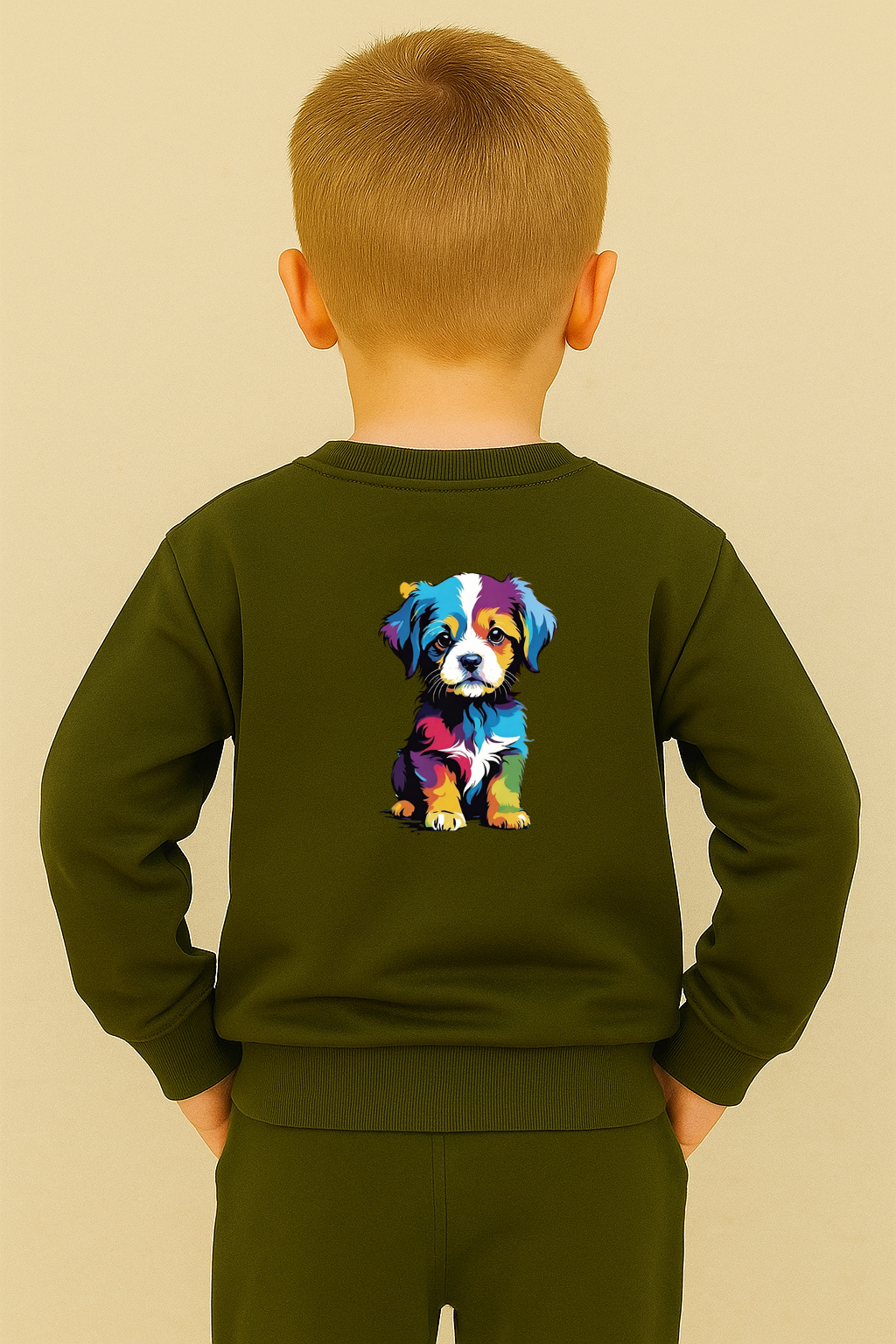 Spice Wardrobe Kids Olive Round Neck Sweat Shirts | Premium 100% Cotton | Rich Ultra Soft Fabric | Comfortable Solid Color Printed Sweat Shirts for Boys and Girls