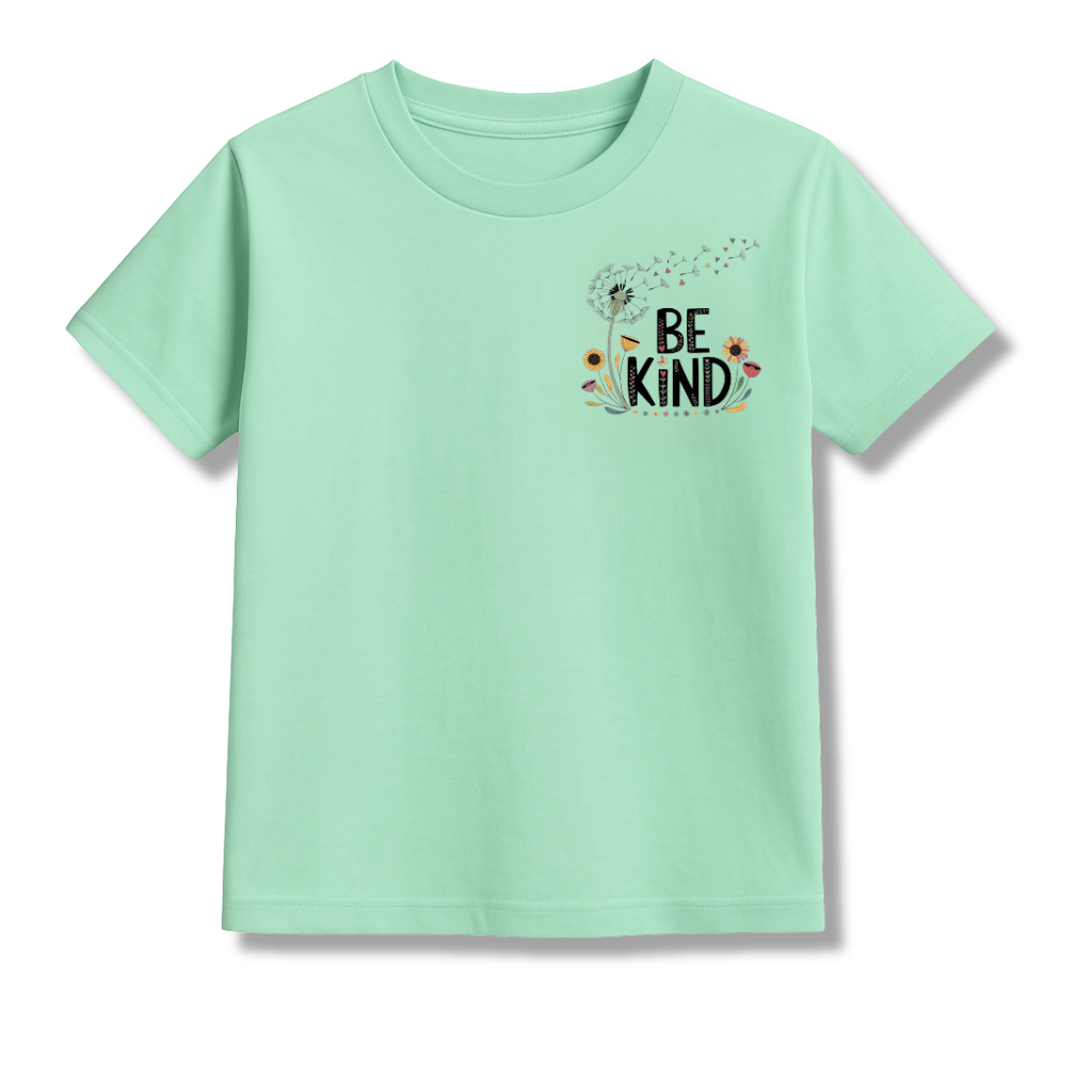 Kids Mint Round Neck T-Shirt Half Sleeves Cotton | Rich Ultra Soft Fabric | Comfortable Solid Color Printed T-shirt for Boys and Girls
