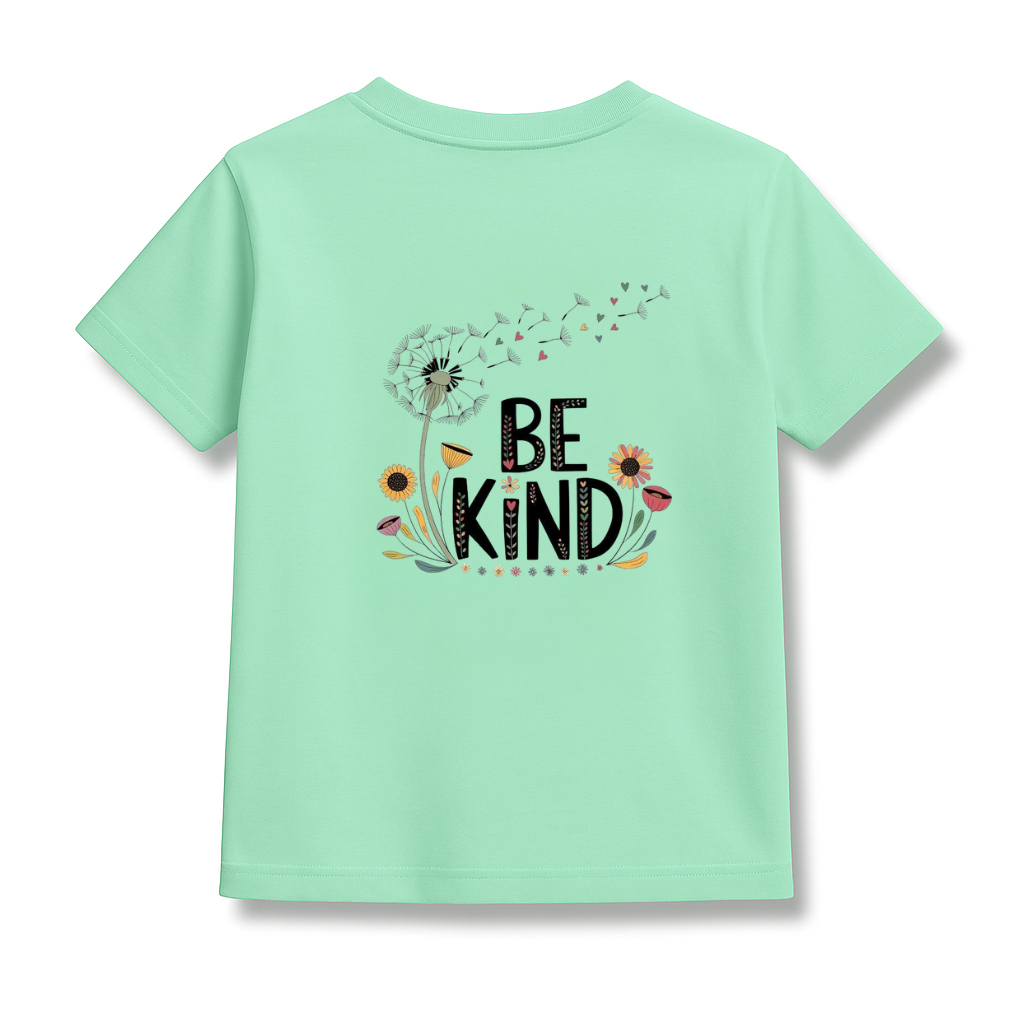 Kids Mint Round Neck T-Shirt Half Sleeves Cotton | Rich Ultra Soft Fabric | Comfortable Solid Color Printed T-shirt for Boys and Girls
