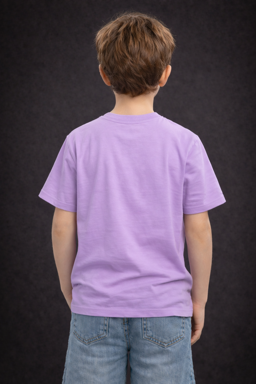 Spice Wardrobe Kids Half Sleeve Plain Cotton T-Shirt, Lavender, Crew Neck