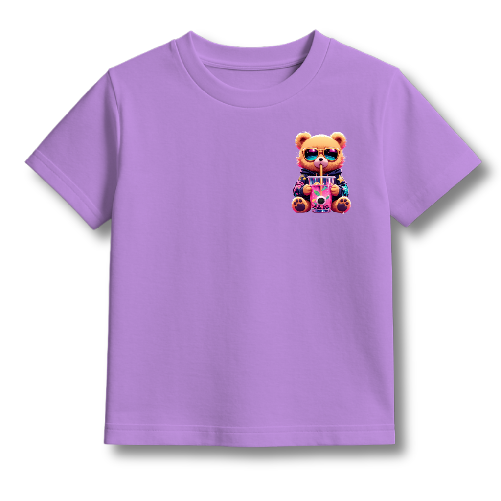 Kids Lavender Round Neck T-Shirt Half Sleeves Cotton | Rich Ultra Soft Fabric | Comfortable Solid Color Printed T-shirt for Boys and Girls