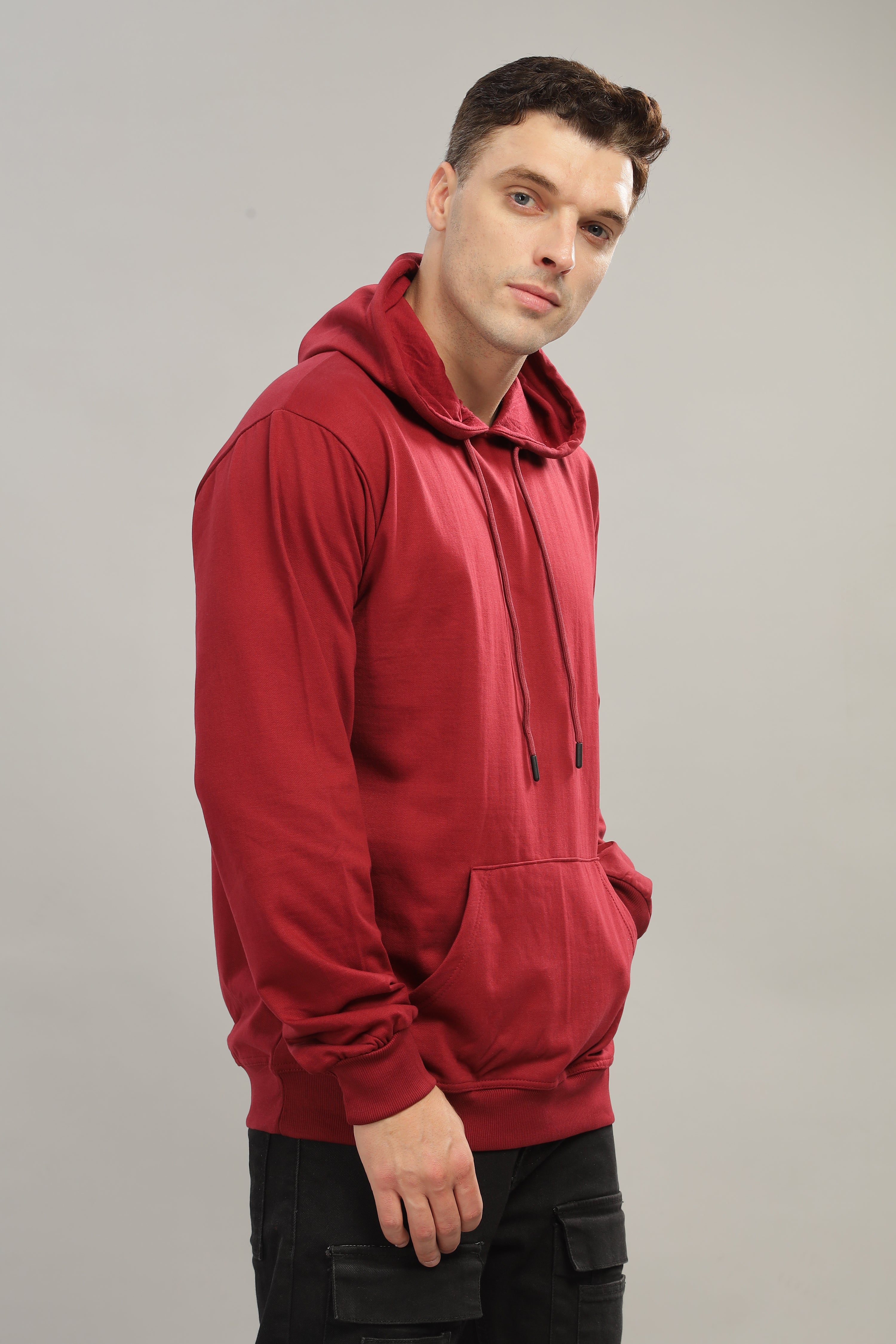 Spice Wardrobe Maroon Plain Hoodie for Men/Women || Casual Regular Wear Plain Solid Cotton Fleece Hoodie Sweatshirt