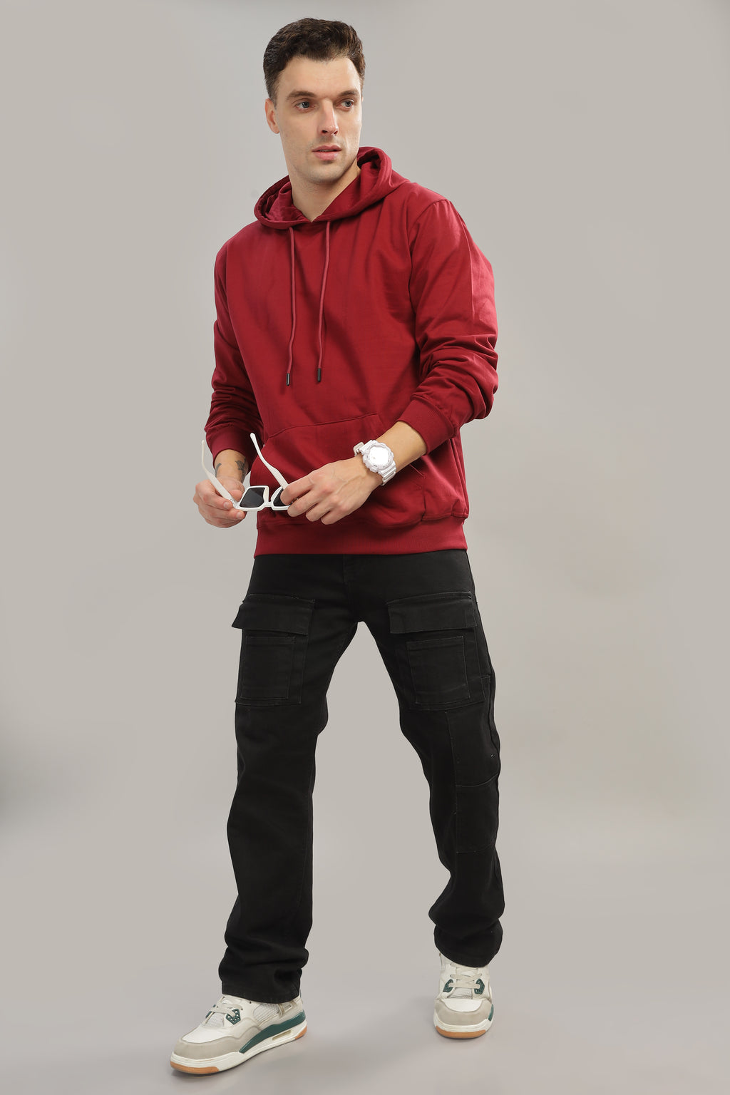 Spice Wardrobe Maroon Plain Hoodie for Men/Women || Casual Regular Wear Plain Solid Cotton Fleece Hoodie Sweatshirt