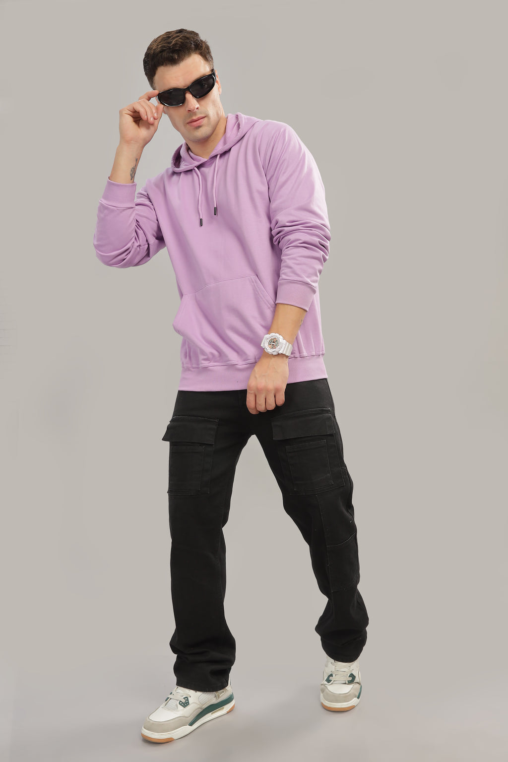 Spice Wardrobe Lavender Plain Hoodie for Men/Women || Casual Regular Wear Plain Solid Cotton Fleece Hoodie Sweatshirt