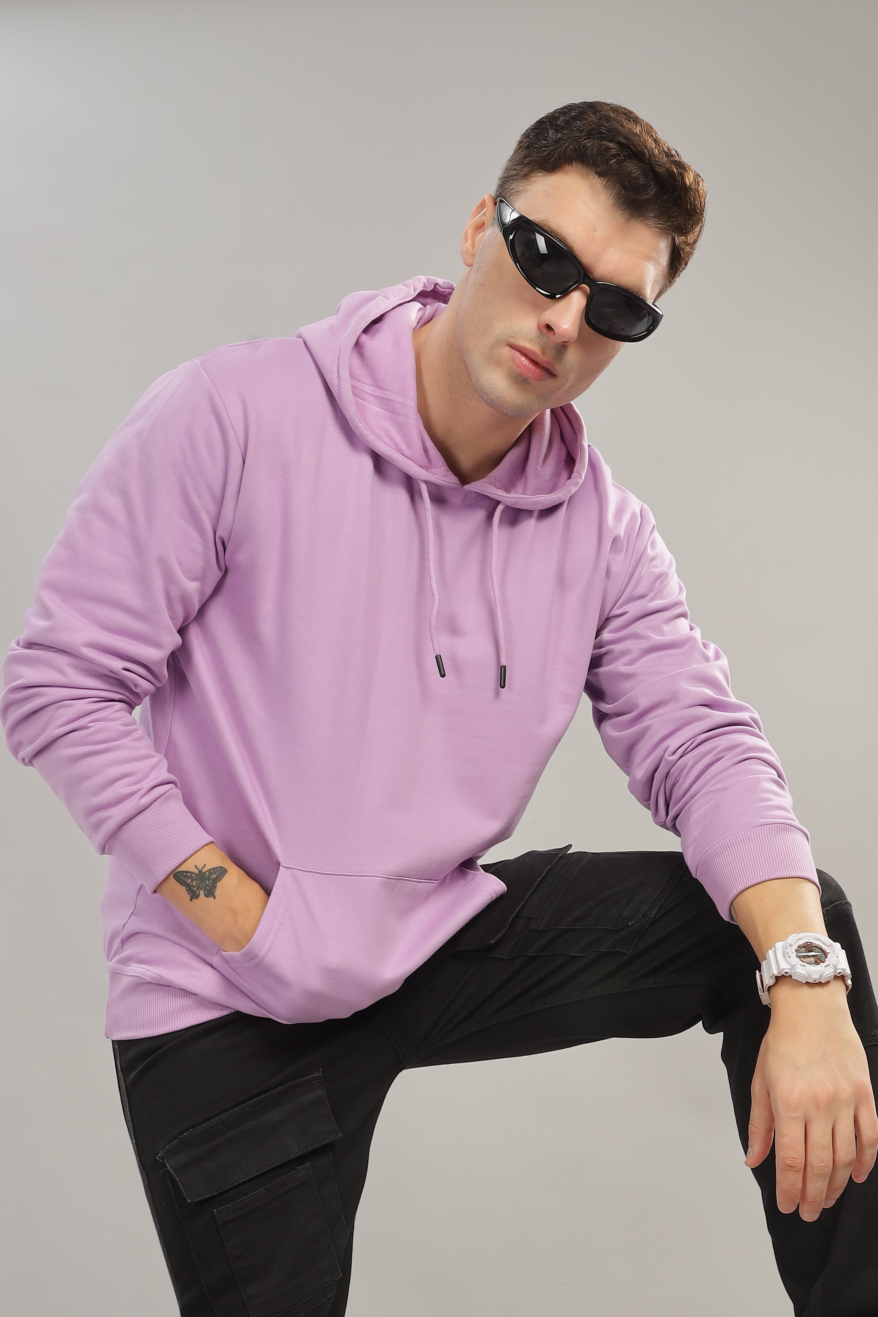 Spice Wardrobe Lavender Plain Hoodie for Men/Women || Casual Regular Wear Plain Solid Cotton Fleece Hoodie Sweatshirt