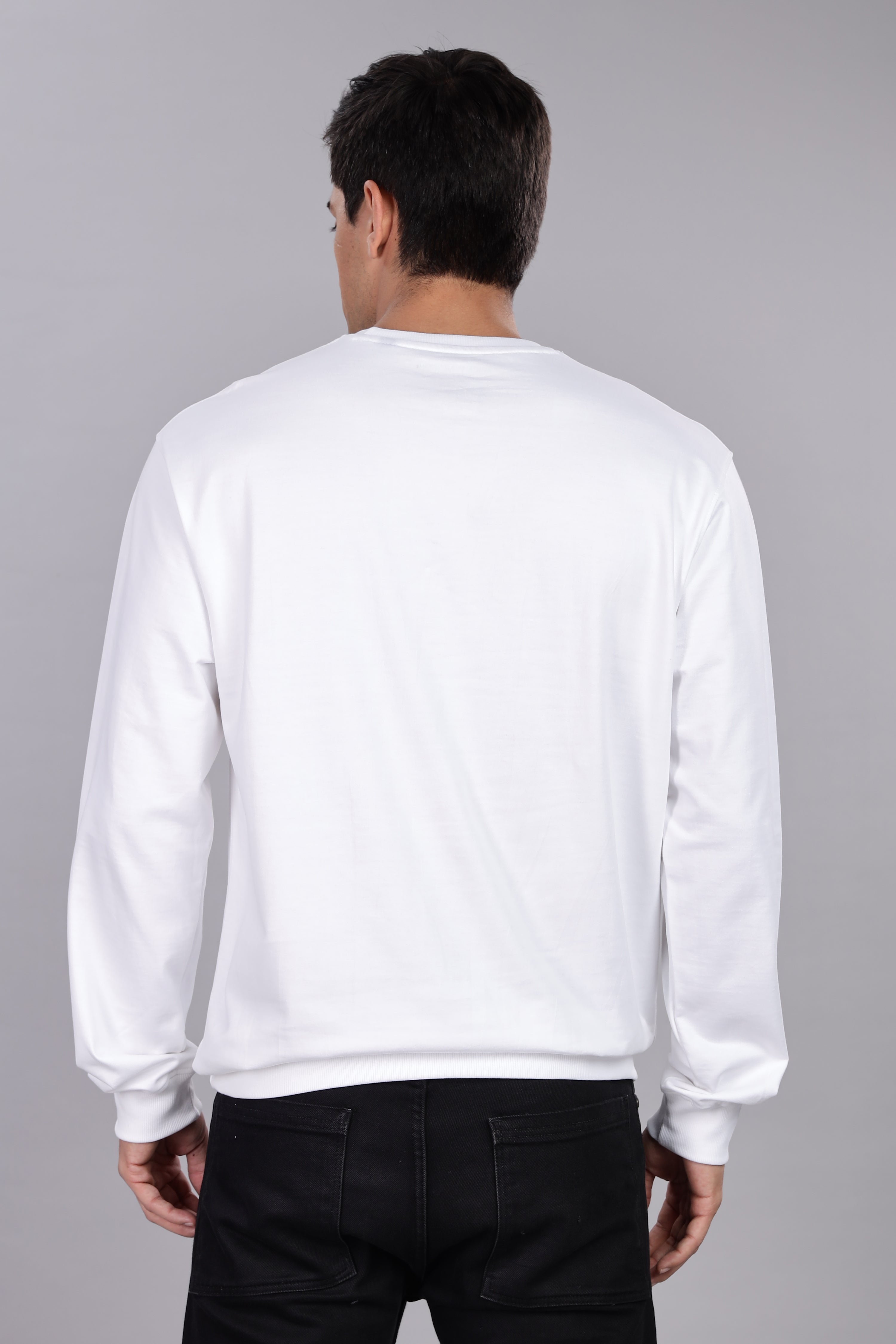 Spice Wardrobe Sweatshirt for Men/Women || Casual Regular Wear Plain White Solid Cotton Sweatshirt || Unisex Fit Casual 260 GSM