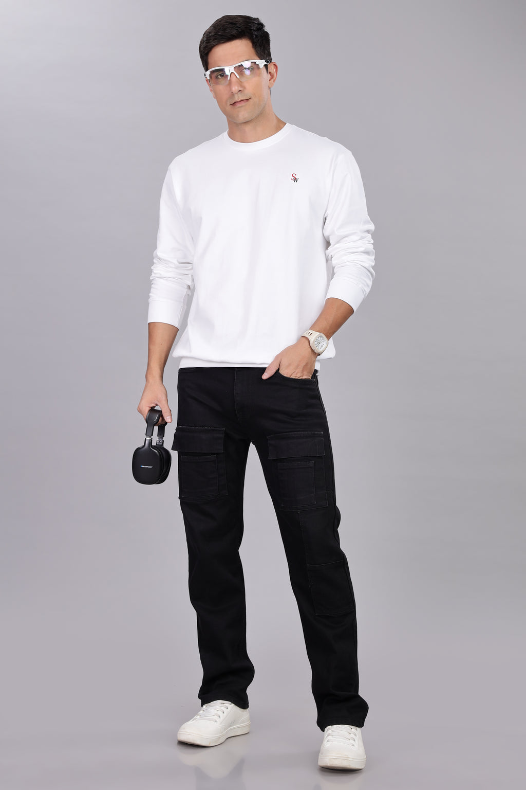 Spice Wardrobe Sweatshirt for Men/Women || Casual Regular Wear Plain White Solid Cotton Sweatshirt || Unisex Fit Casual 260 GSM