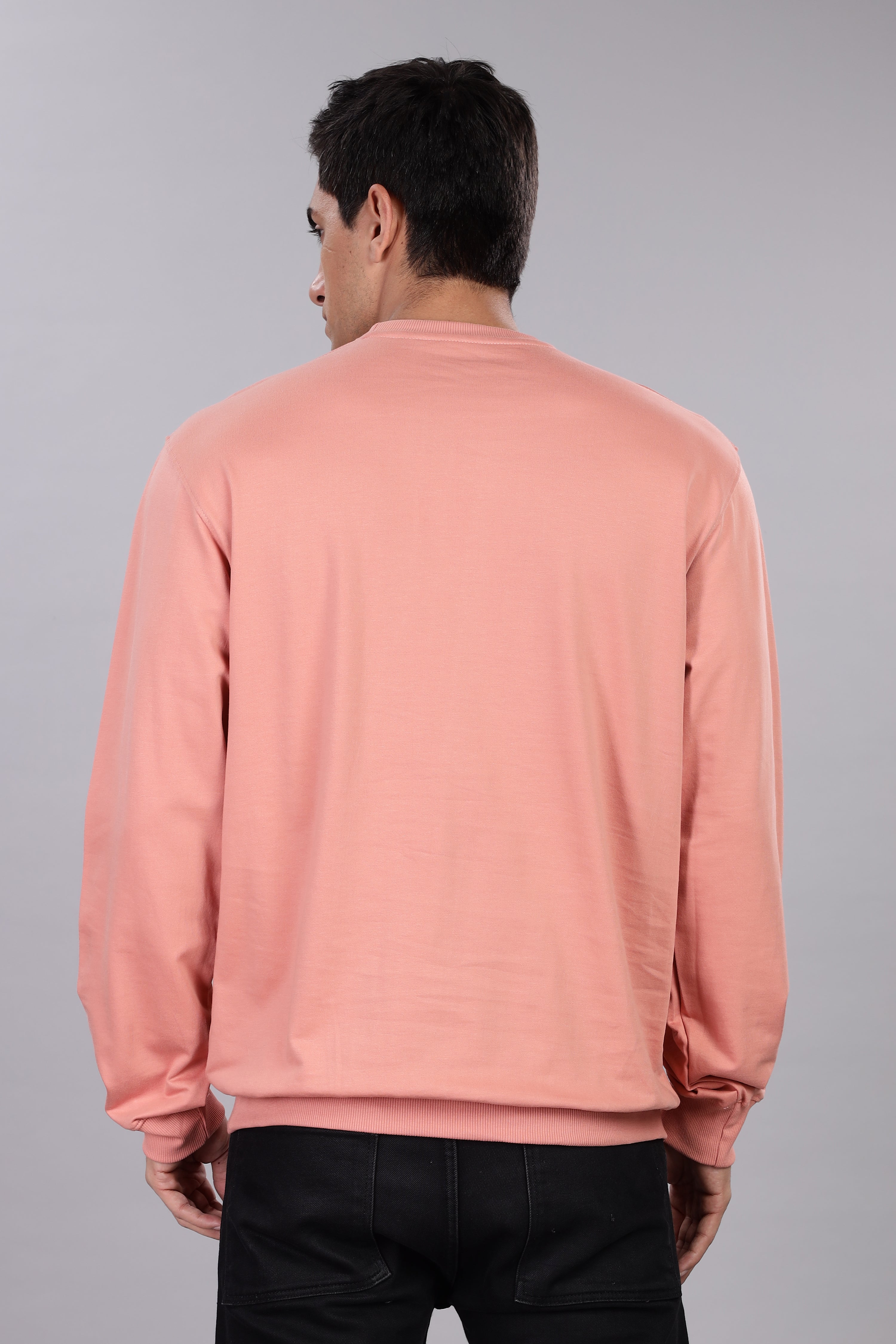 Spice Wardrobe Sweatshirt for Men/Women || Casual Regular Wear Plain Peach Solid Cotton Sweatshirt || Unisex Fit Casual 260 GSM