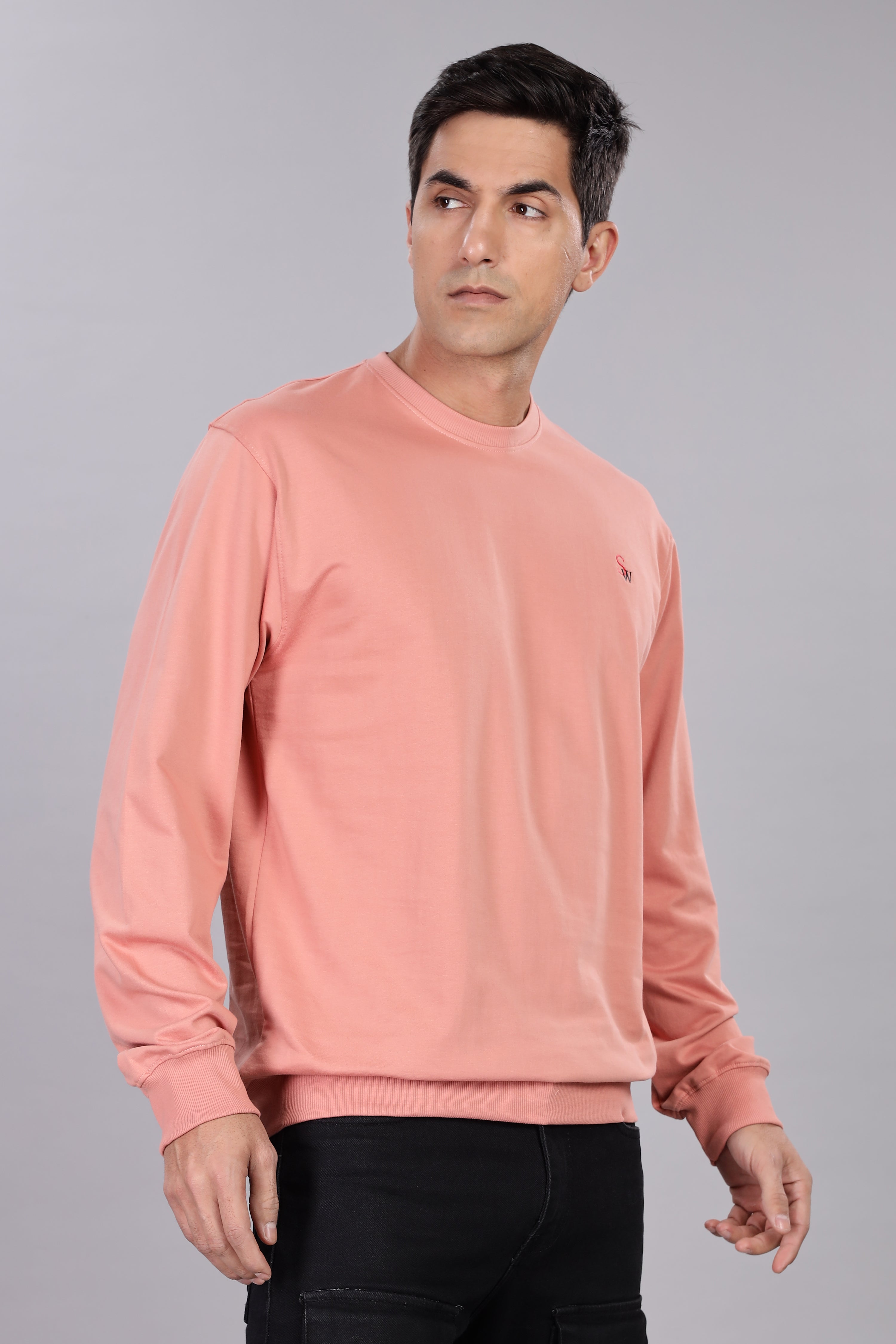 Spice Wardrobe Sweatshirt for Men/Women || Casual Regular Wear Plain Peach Solid Cotton Sweatshirt || Unisex Fit Casual 260 GSM