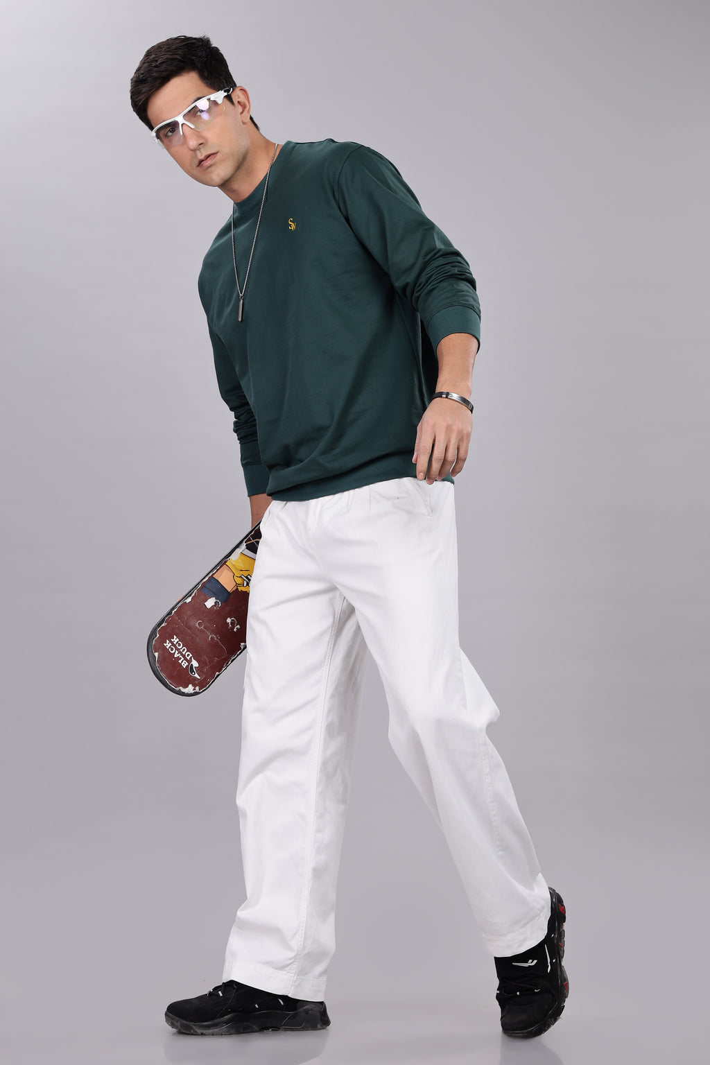 Spice Wardrobe Sweatshirt for Men/Women || Casual Regular Wear Plain Bottle Green Solid Cotton Sweatshirt || Unisex Fit Casual 260 GSM