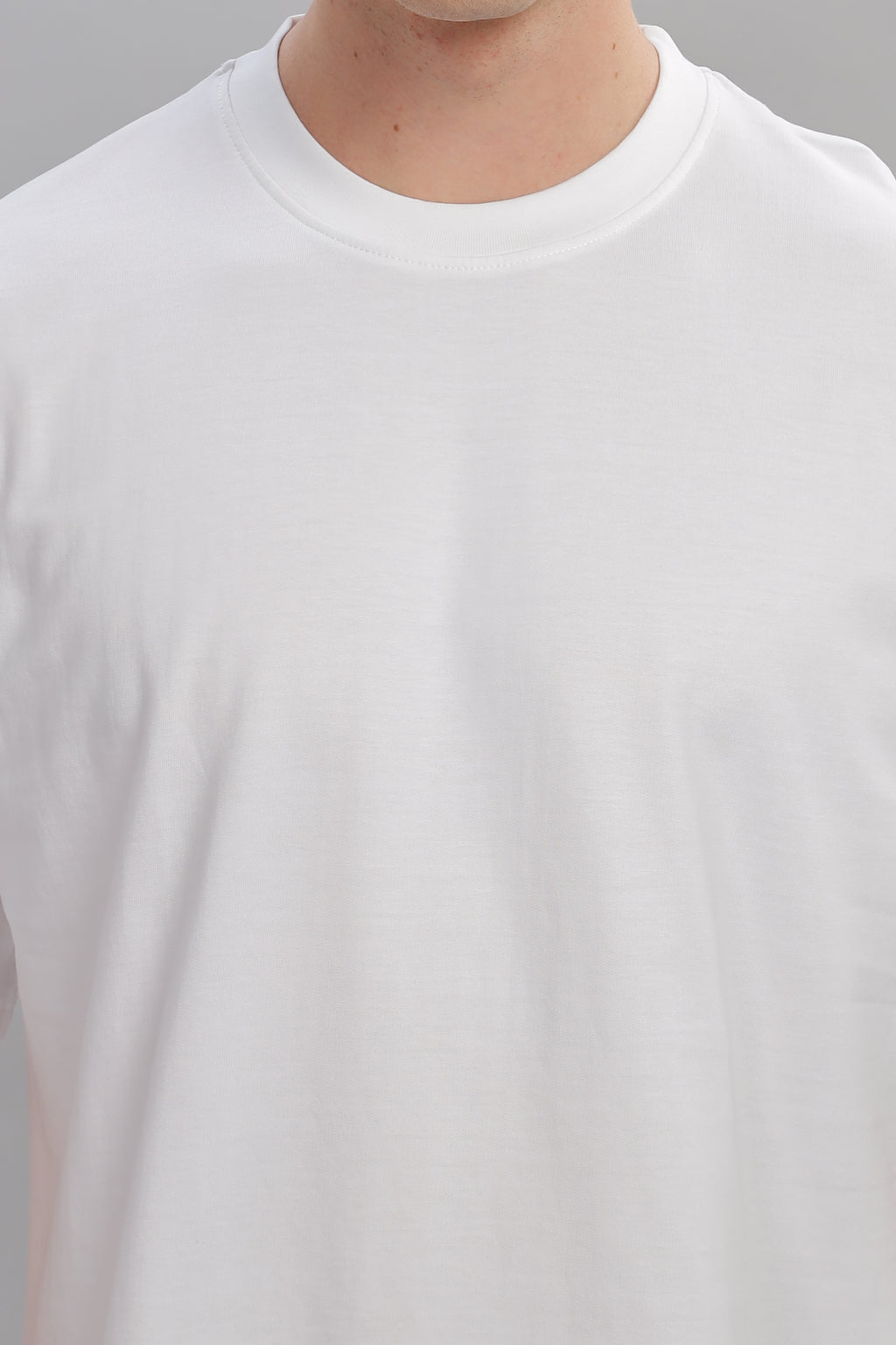 Spice Wardrobe Men Half Sleeve Oversized T-shirt, Round Neck Longline Drop Shoulder | White Plain Relaxed Fit T-Shirt 100% Cotton 220 GSM Fabric