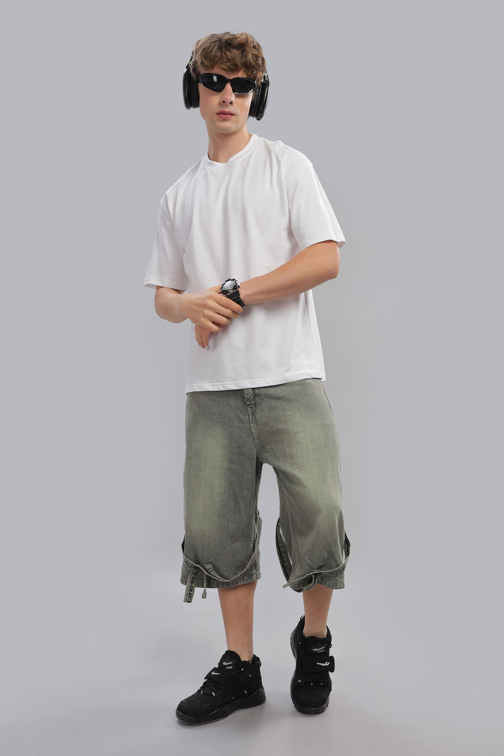 Spice Wardrobe Men Half Sleeve Oversized T-shirt, Round Neck Longline Drop Shoulder | White Plain Relaxed Fit T-Shirt 100% Cotton 220 GSM Fabric