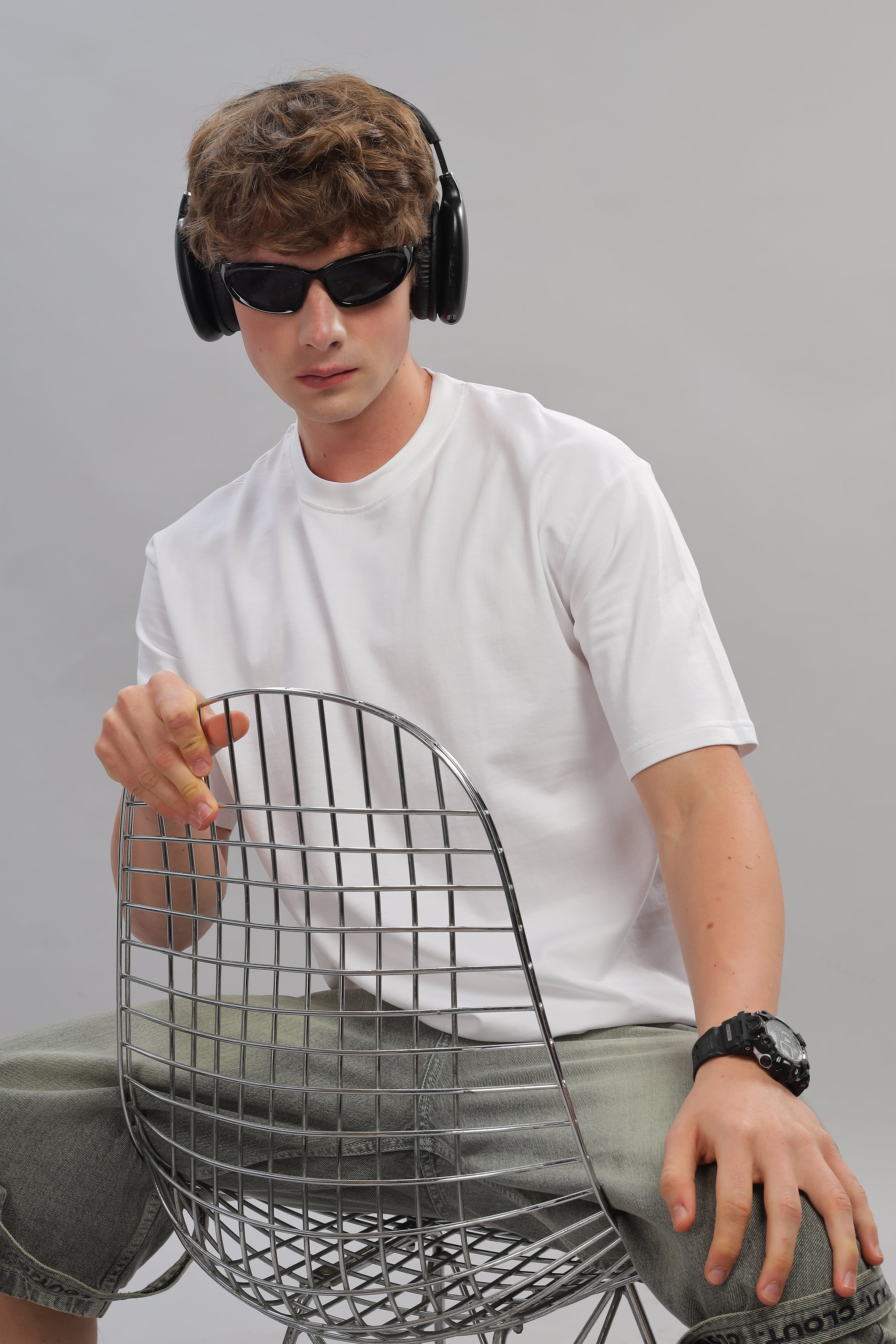 Spice Wardrobe Men Half Sleeve Oversized T-shirt, Round Neck Longline Drop Shoulder | White Plain Relaxed Fit T-Shirt 100% Cotton 220 GSM Fabric