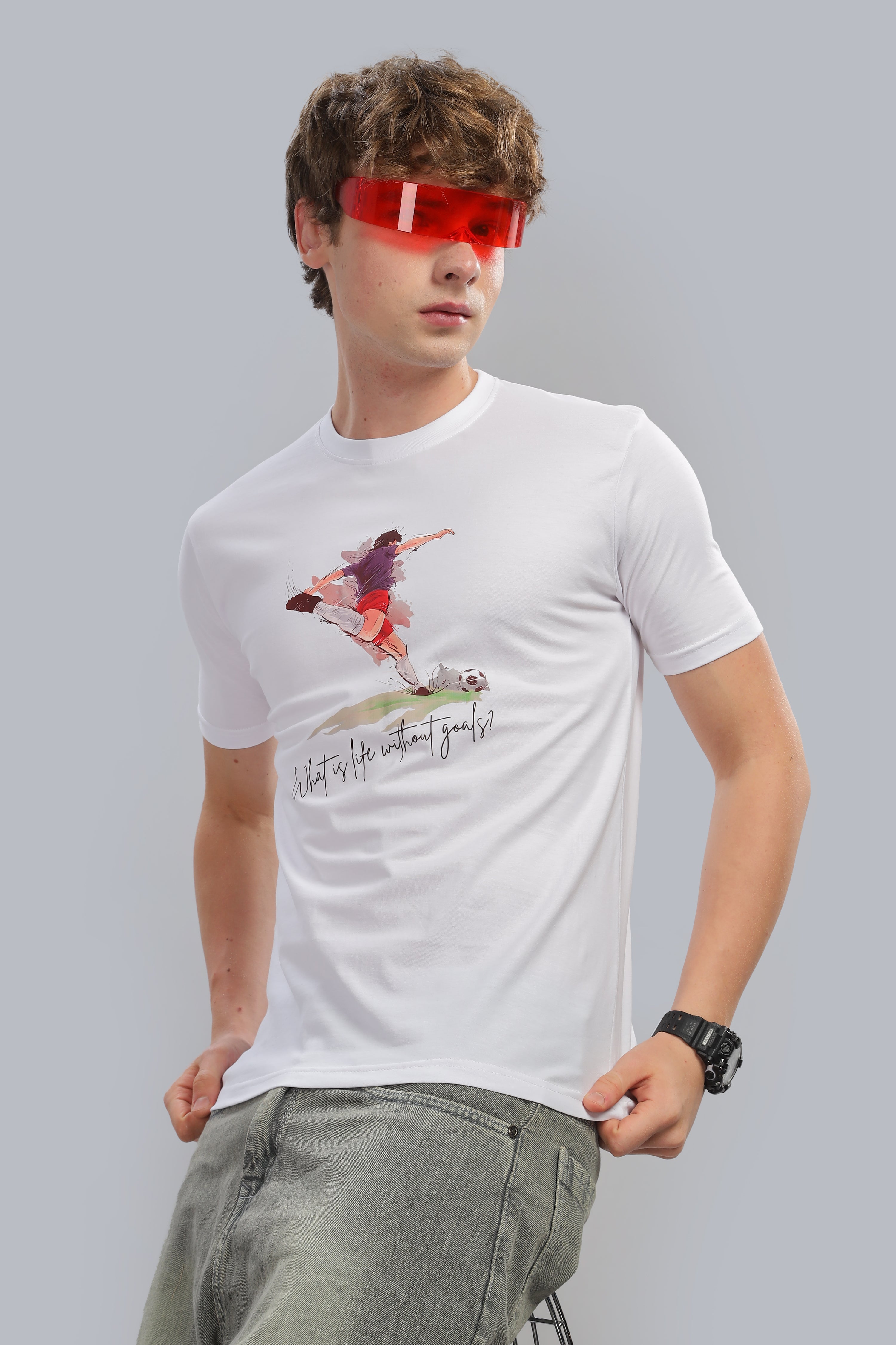 Spice Wardrobe Men’s White Premium Cotton Printed T-Shirt 100% Pure Cotton | Comfortable Regular Fit for Casual & Active Wear