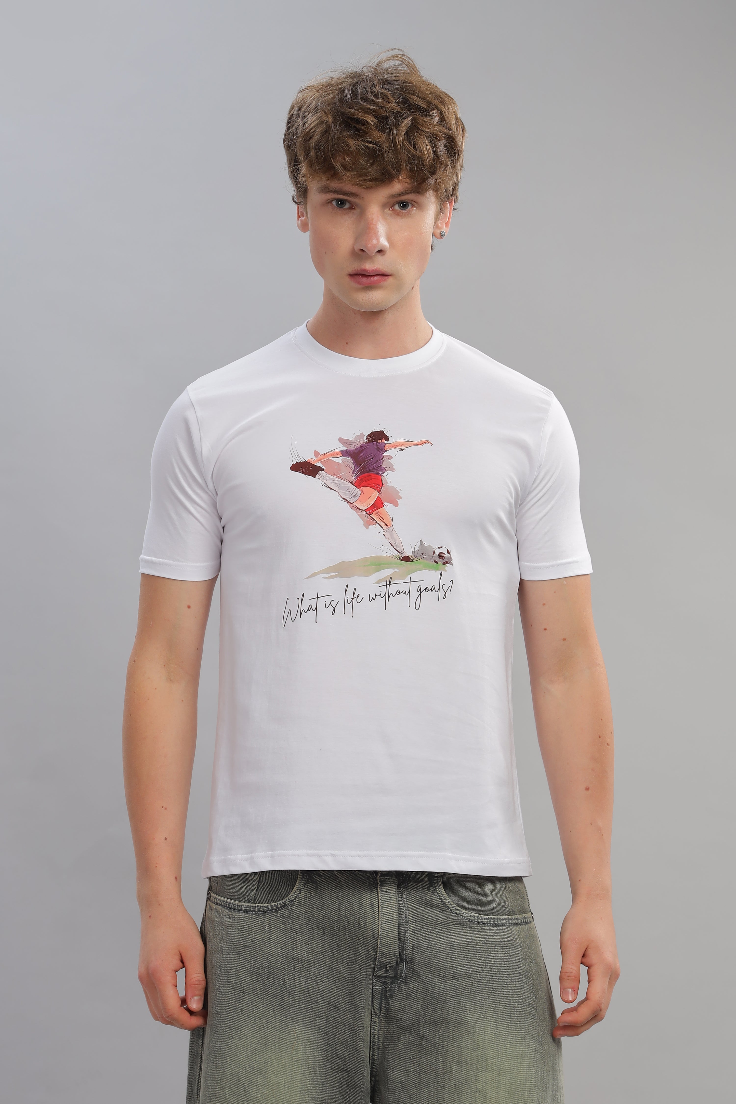 Spice Wardrobe Men’s White Premium Cotton Printed T-Shirt 100% Pure Cotton | Comfortable Regular Fit for Casual & Active Wear