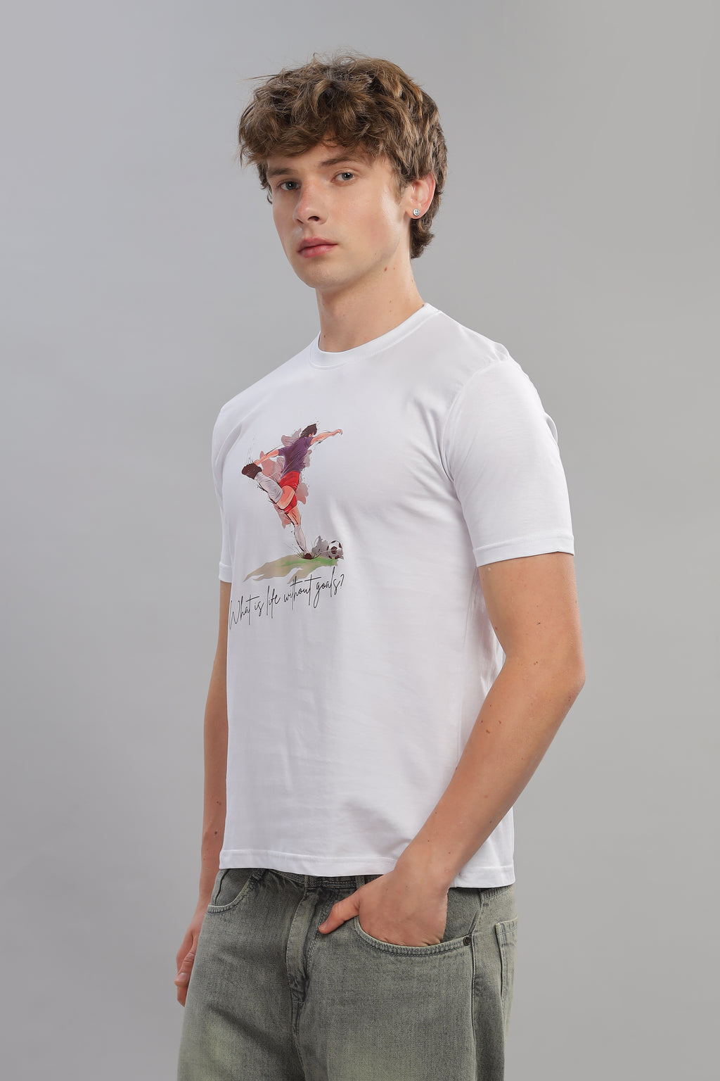 Spice Wardrobe Men’s White Premium Cotton Printed T-Shirt 100% Pure Cotton | Comfortable Regular Fit for Casual & Active Wear