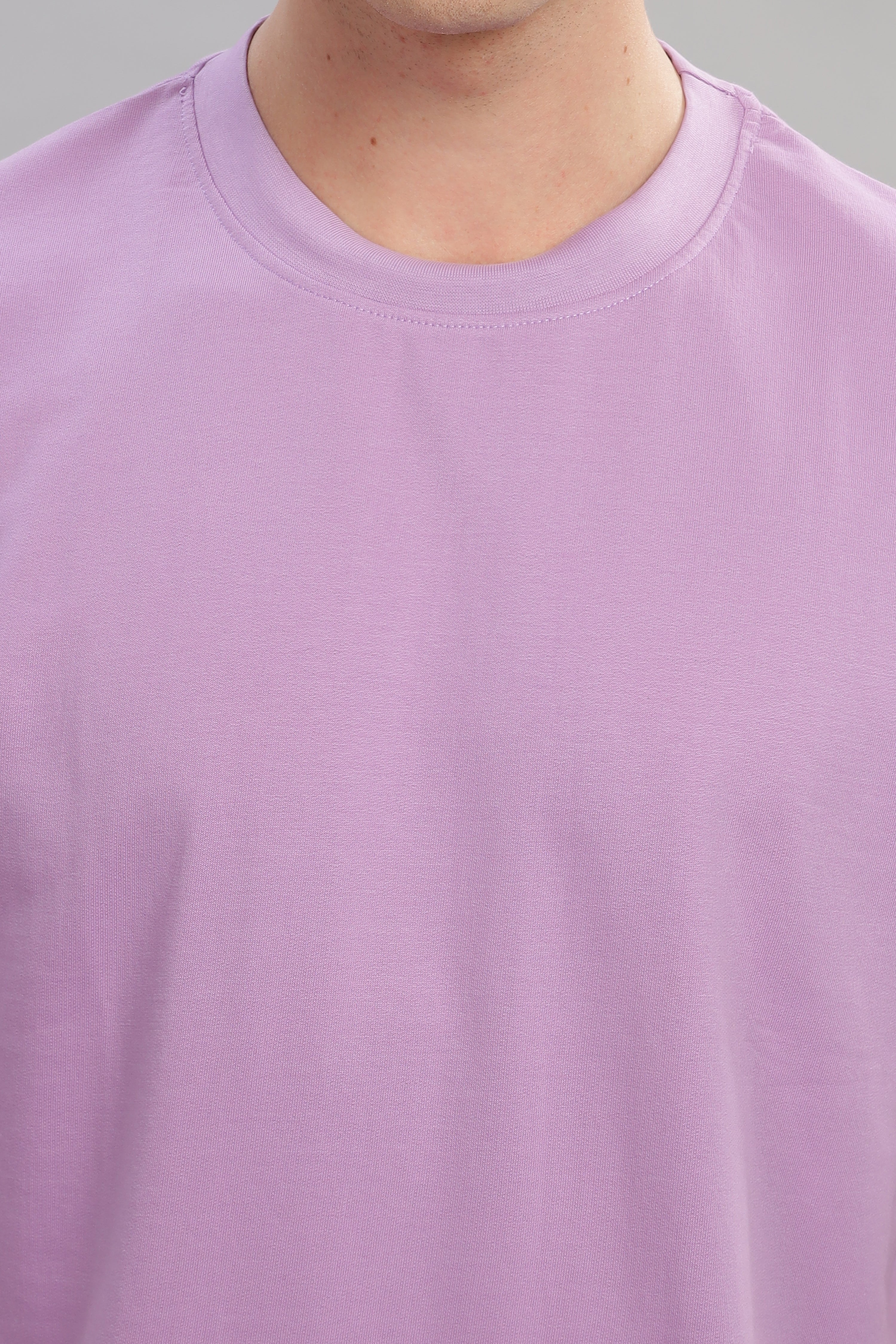 Spice Wardrobe Men Half Sleeve Oversized T-shirt, Round Neck Longline Drop Shoulder | Lavender Plain Relaxed Fit T-Shirt 100% Cotton 220 GSM Fabric