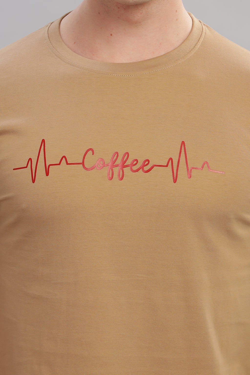 Spice Wardrobe Men’s Beige Premium Cotton Printed T-Shirt 100% Pure Cotton | Comfortable Regular Fit for Casual & Active Wear