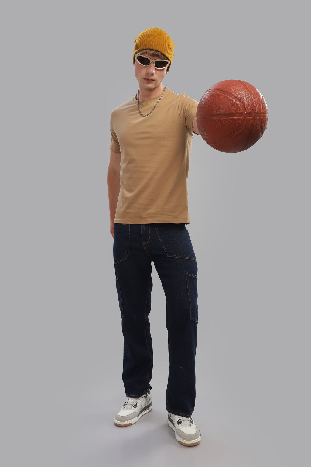 Spice Wardrobe Men’s Plain Beige Premium Cotton T-Shirt 100% Pure Cotton | Comfortable Regular Fit for Casual & Active Wear