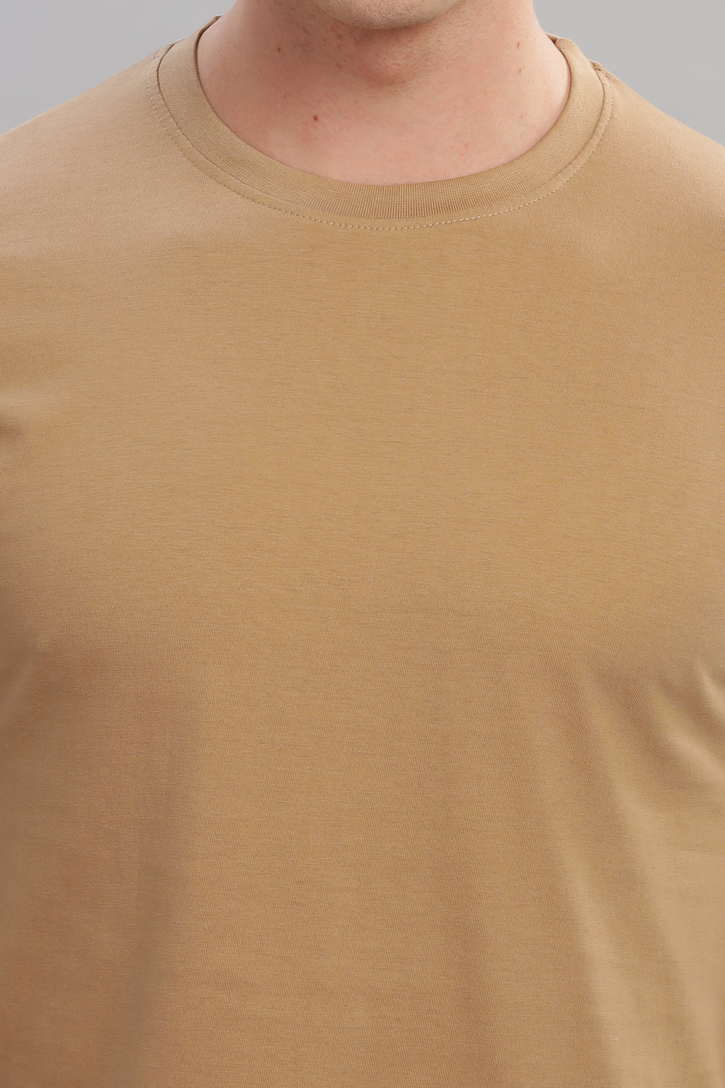 Spice Wardrobe Men’s Plain Beige Premium Cotton T-Shirt 100% Pure Cotton | Comfortable Regular Fit for Casual & Active Wear