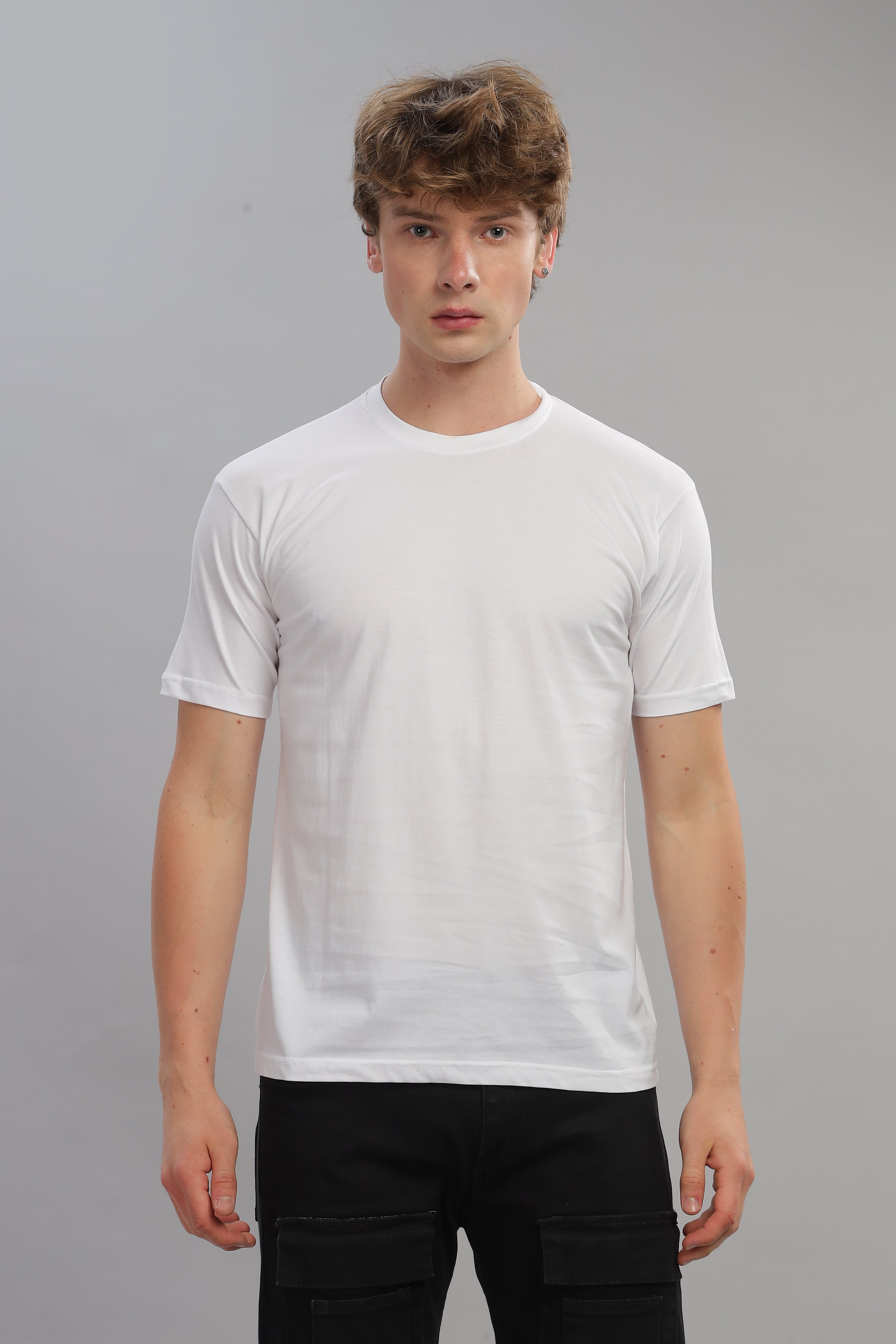 Spice Wardrobe Men’s White Cotton T-Shirt 100% Pure Cotton | Comfortable Regular Fit for Casual & Active Wear