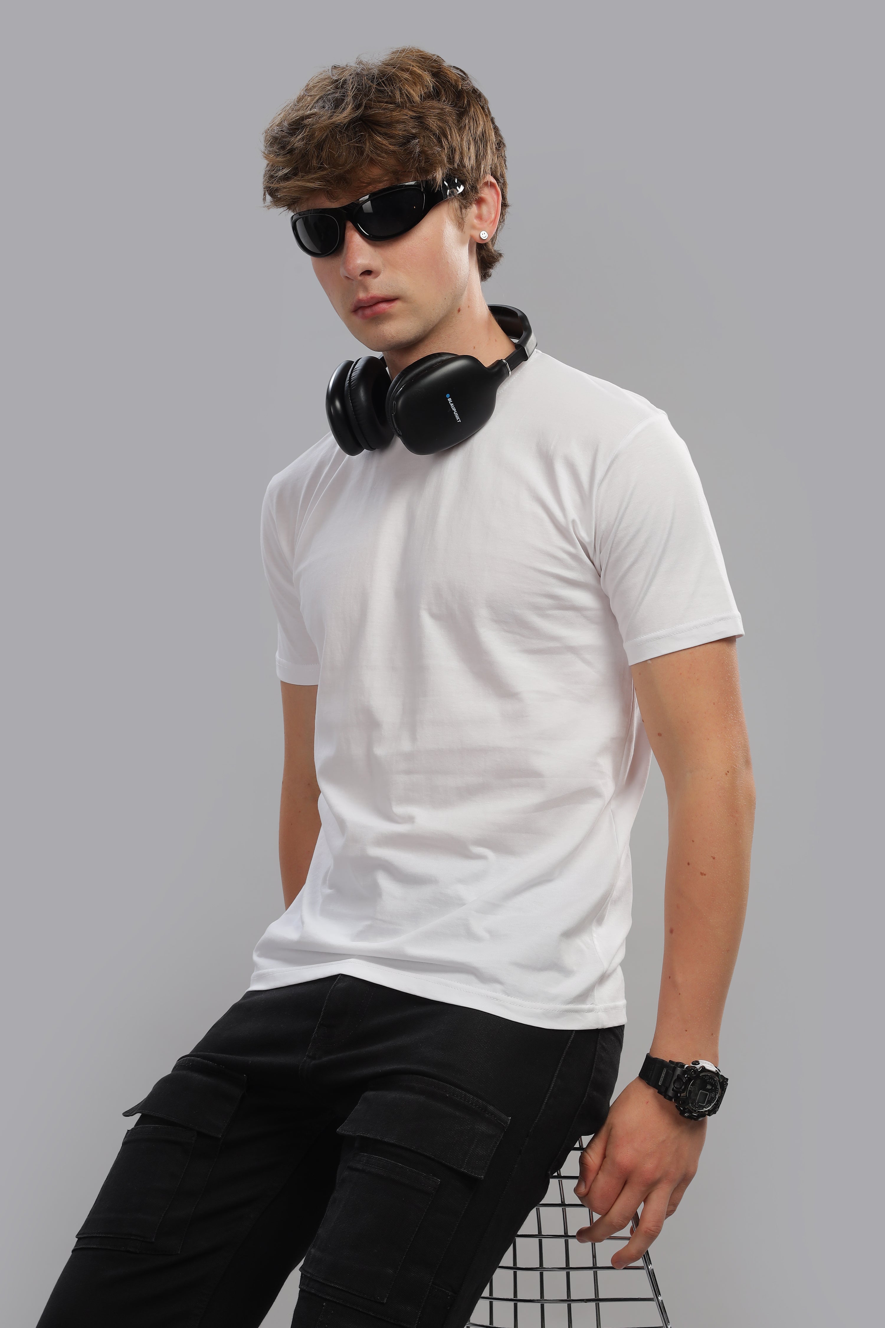 Spice Wardrobe Men’s White Cotton T-Shirt 100% Pure Cotton | Comfortable Regular Fit for Casual & Active Wear