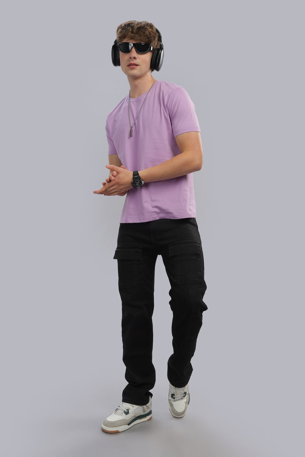 Spice Wardrobe Men’s Lavender Cotton T-Shirt 100% Pure Cotton | Comfortable Regular Fit for Casual & Active Wear