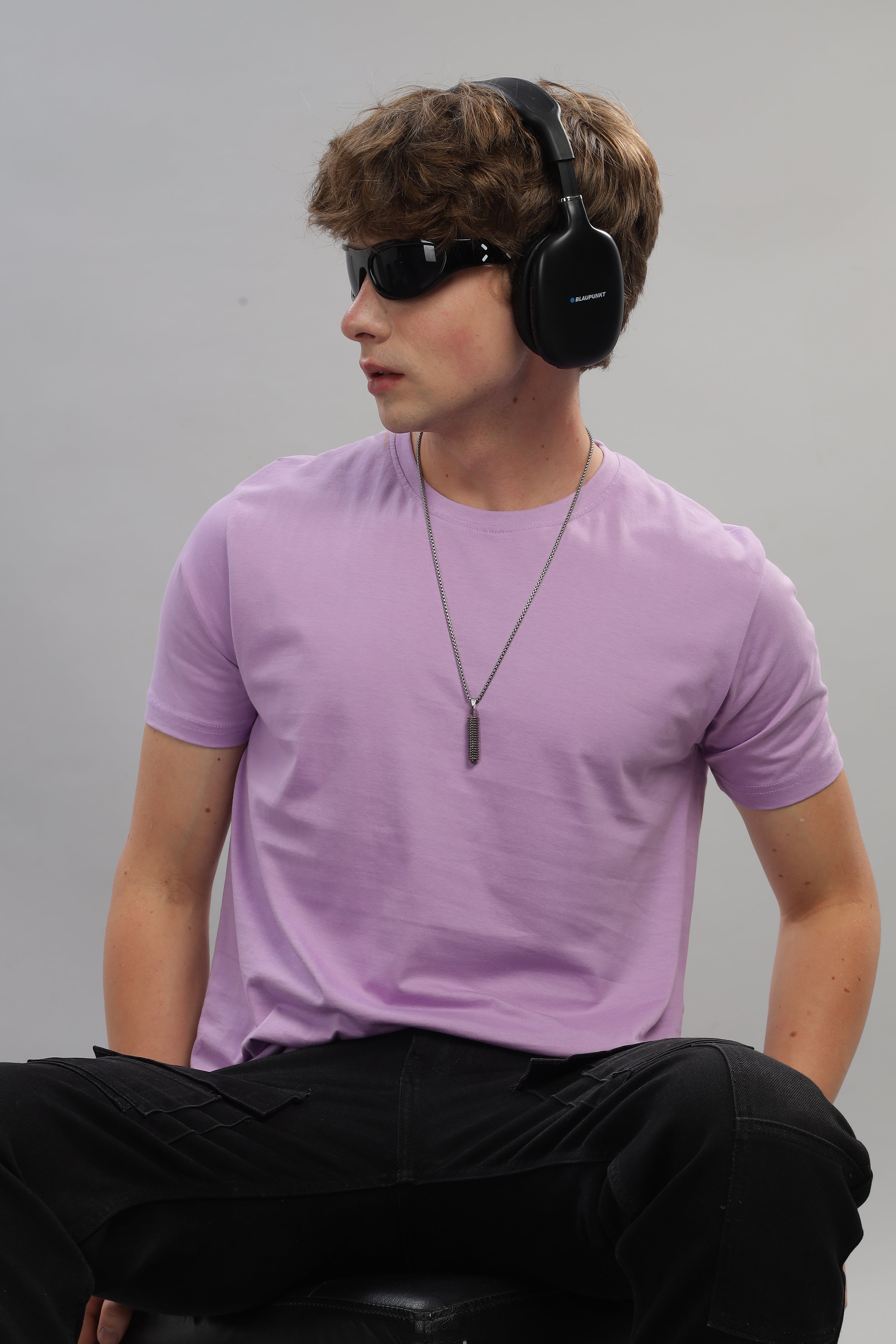 Spice Wardrobe Men’s Lavender Cotton T-Shirt 100% Pure Cotton | Comfortable Regular Fit for Casual & Active Wear