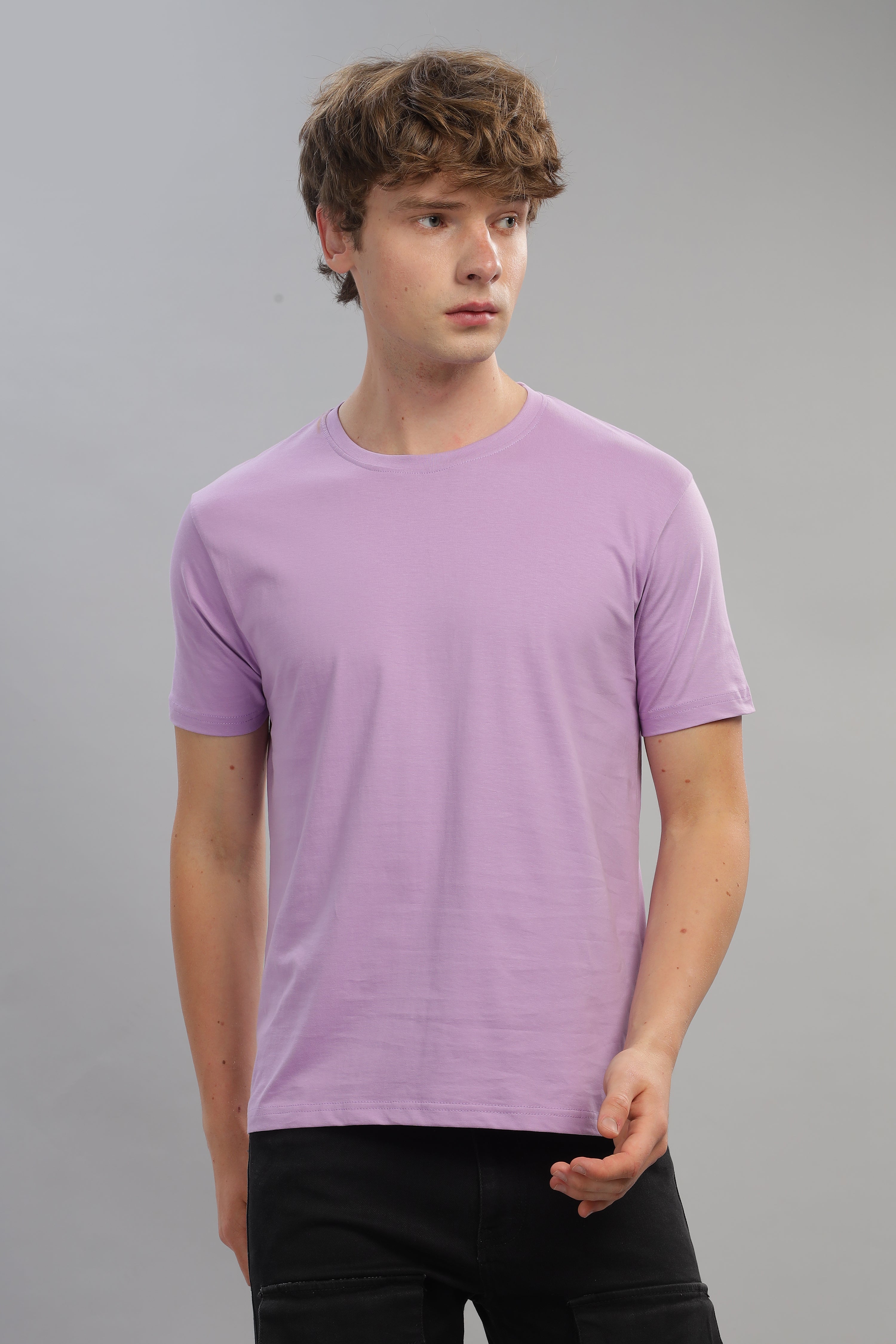 Spice Wardrobe Men’s Lavender Cotton T-Shirt 100% Pure Cotton | Comfortable Regular Fit for Casual & Active Wear