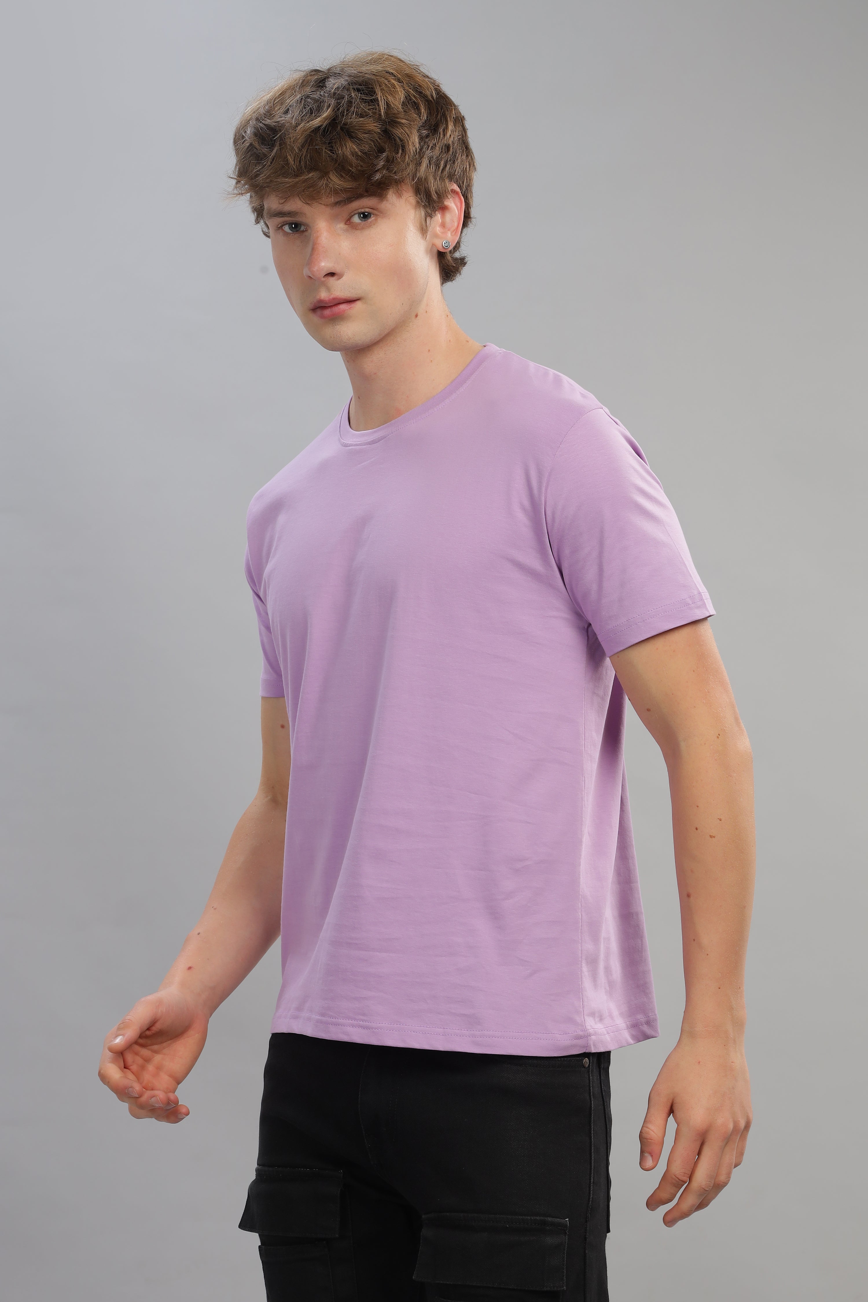 Spice Wardrobe Men’s Lavender Cotton T-Shirt 100% Pure Cotton | Comfortable Regular Fit for Casual & Active Wear