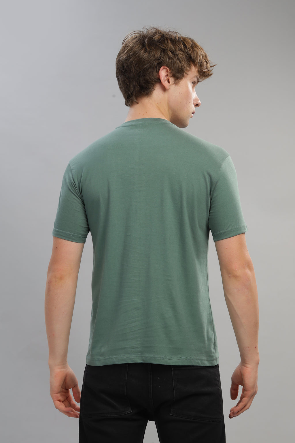 Spice Wardrobe Men’s Sage Green Cotton T-Shirt 100% Pure Cotton | Comfortable Regular Fit for Casual & Active Wear