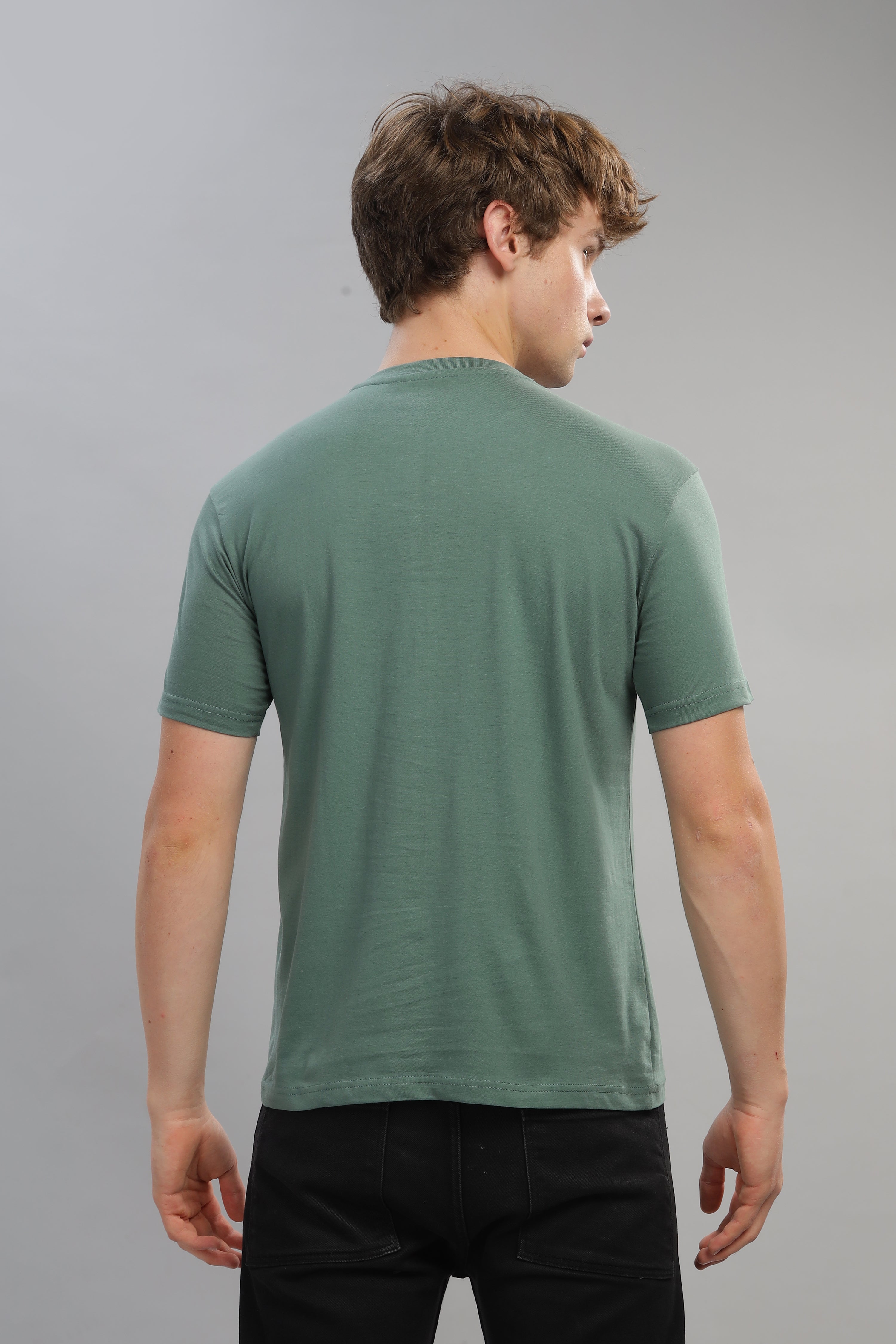Spice Wardrobe Men’s Sage Green Cotton T-Shirt 100% Pure Cotton | Comfortable Regular Fit for Casual & Active Wear