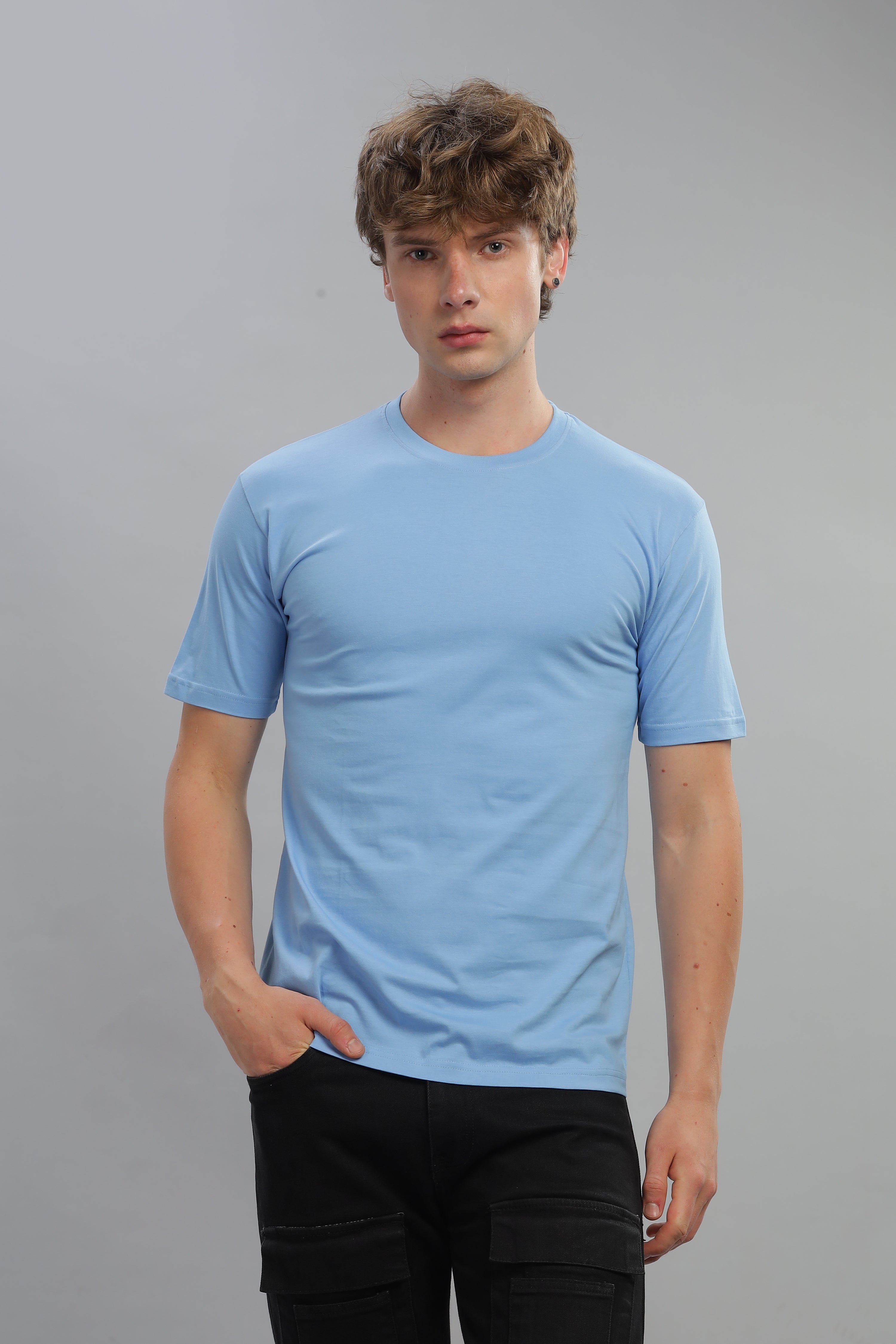 Spice Wardrobe Men’s Electric Blue Cotton T-Shirt 100% Pure Cotton | Comfortable Regular Fit for Casual & Active Wear