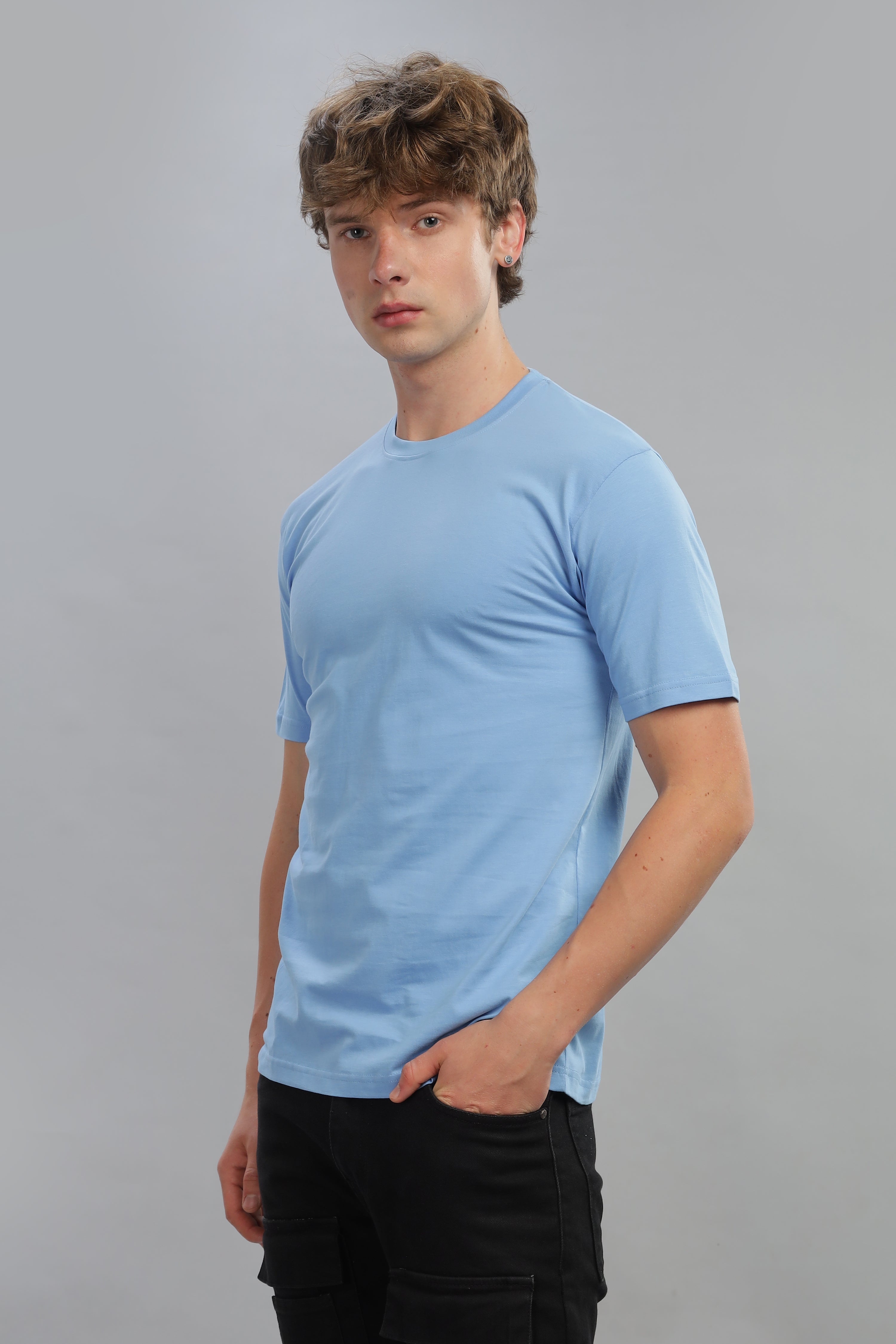 Spice Wardrobe Men’s Electric Blue Cotton T-Shirt 100% Pure Cotton | Comfortable Regular Fit for Casual & Active Wear