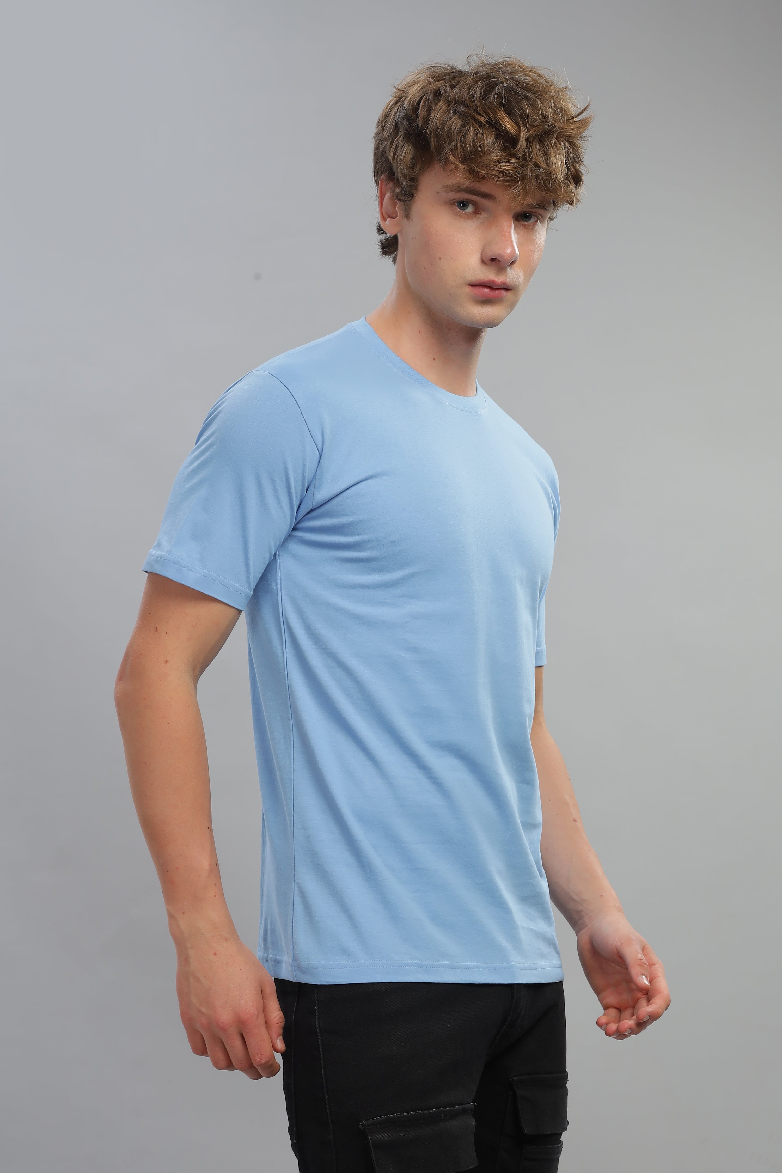 Spice Wardrobe Men’s Electric Blue Cotton T-Shirt 100% Pure Cotton | Comfortable Regular Fit for Casual & Active Wear