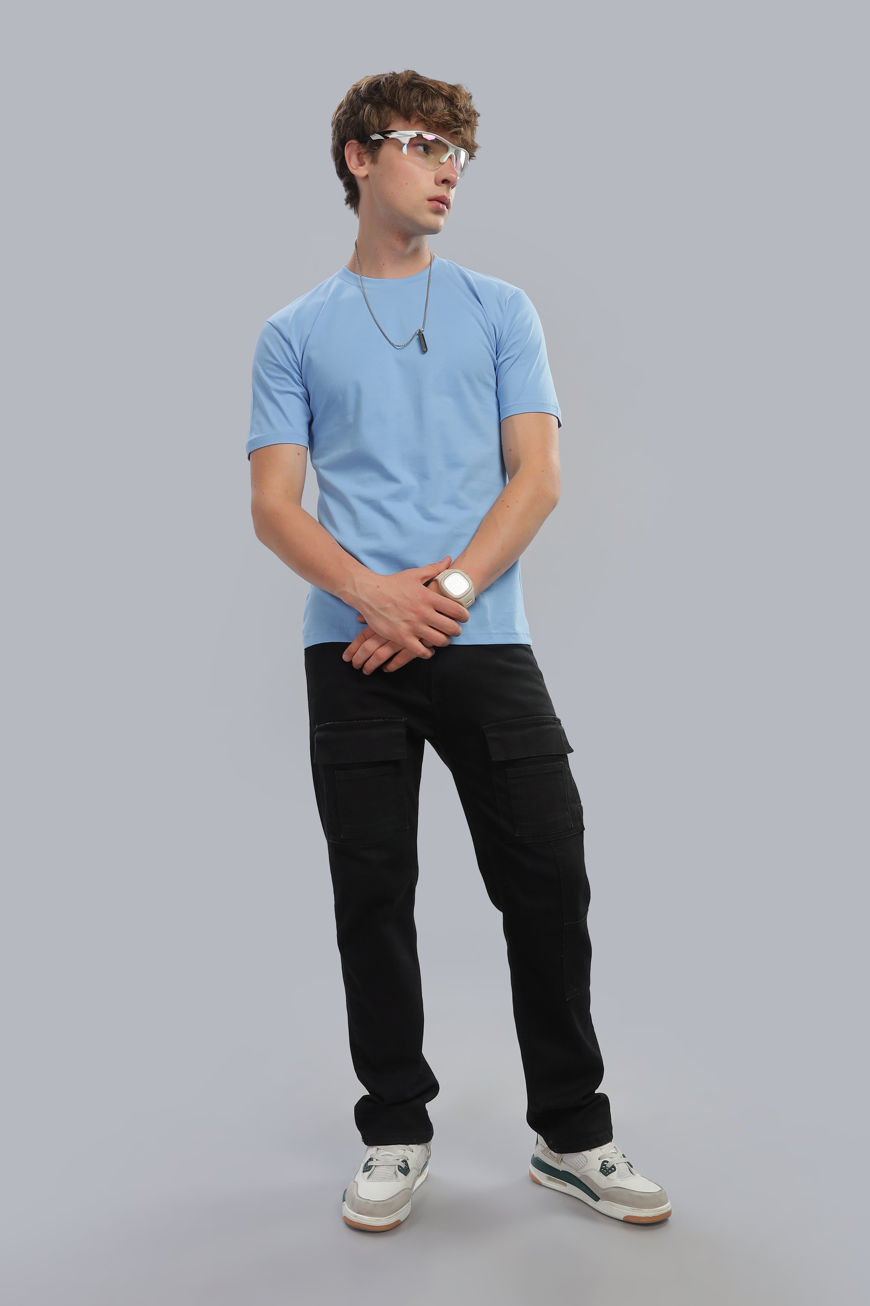 Spice Wardrobe Men’s Electric Blue Cotton T-Shirt 100% Pure Cotton | Comfortable Regular Fit for Casual & Active Wear