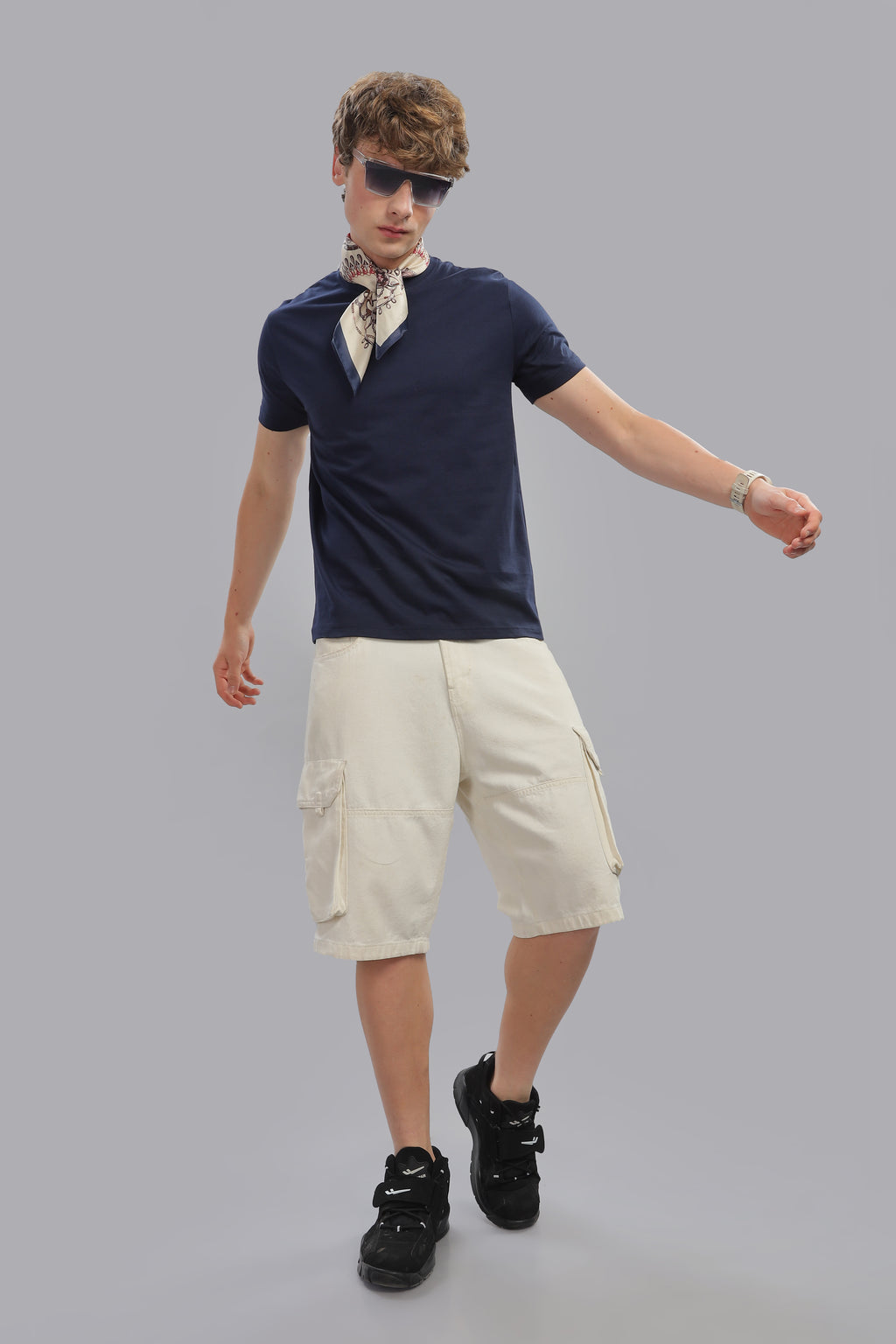 Spice Wardrobe Men’s Navy Blue Cotton T-Shirt 100% Pure Cotton | Comfortable Regular Fit for Casual & Active Wear