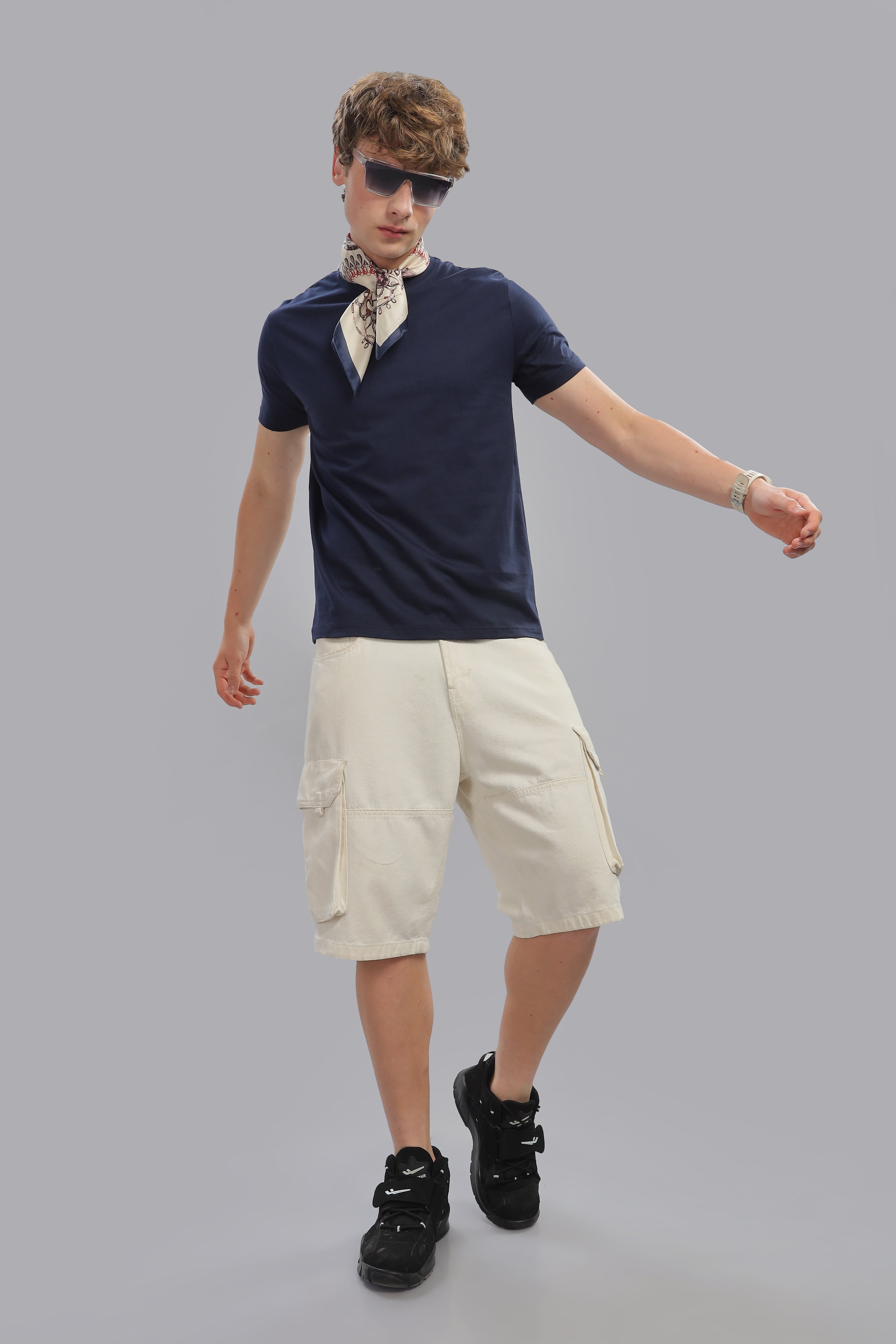 Spice Wardrobe Men’s Navy Blue Cotton T-Shirt 100% Pure Cotton | Comfortable Regular Fit for Casual & Active Wear