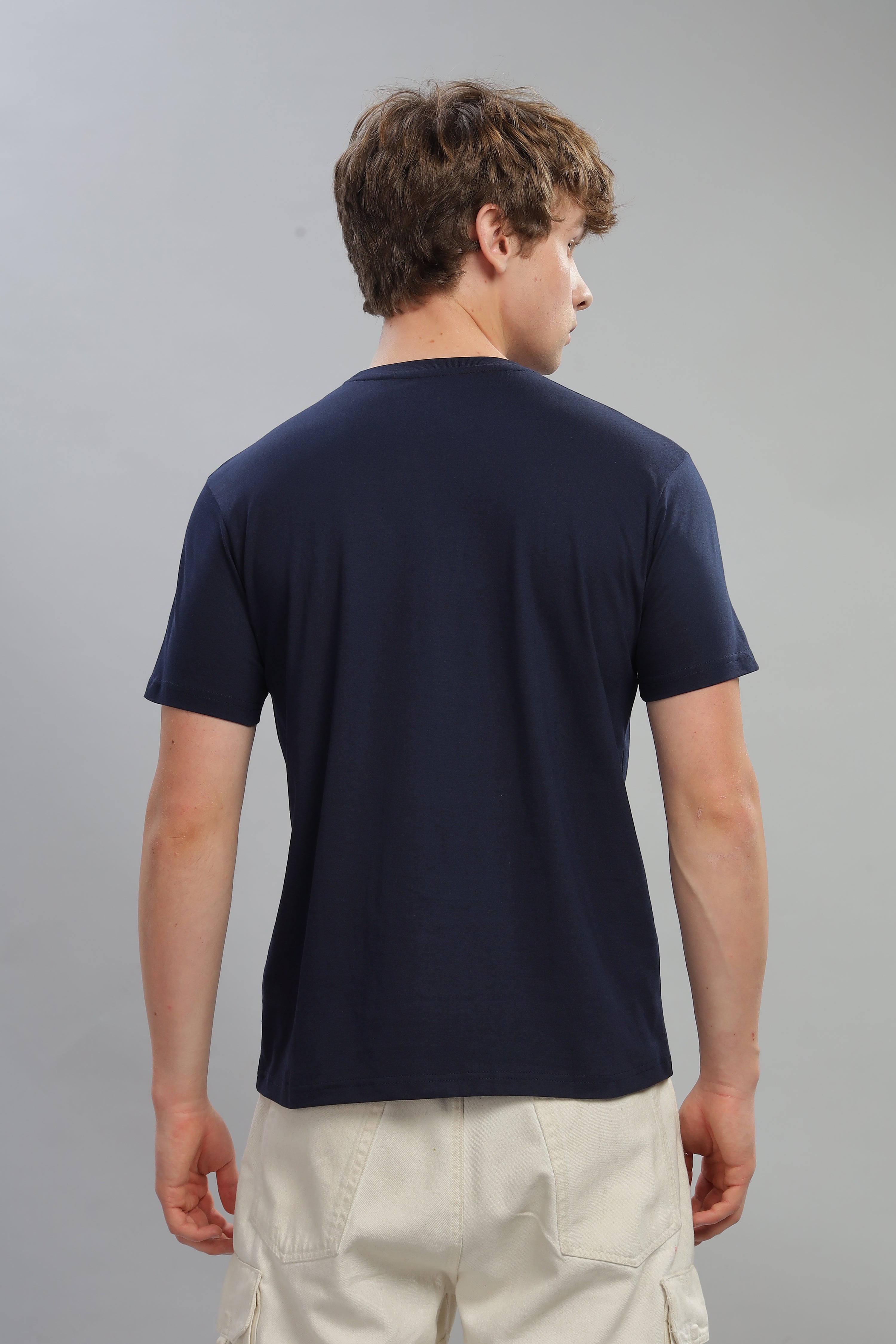 Spice Wardrobe Men’s Navy Blue Cotton T-Shirt 100% Pure Cotton | Comfortable Regular Fit for Casual & Active Wear