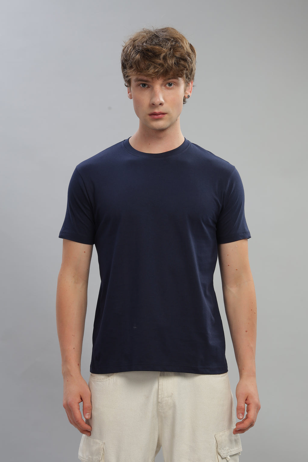 Spice Wardrobe Men’s Navy Blue Cotton T-Shirt 100% Pure Cotton | Comfortable Regular Fit for Casual & Active Wear