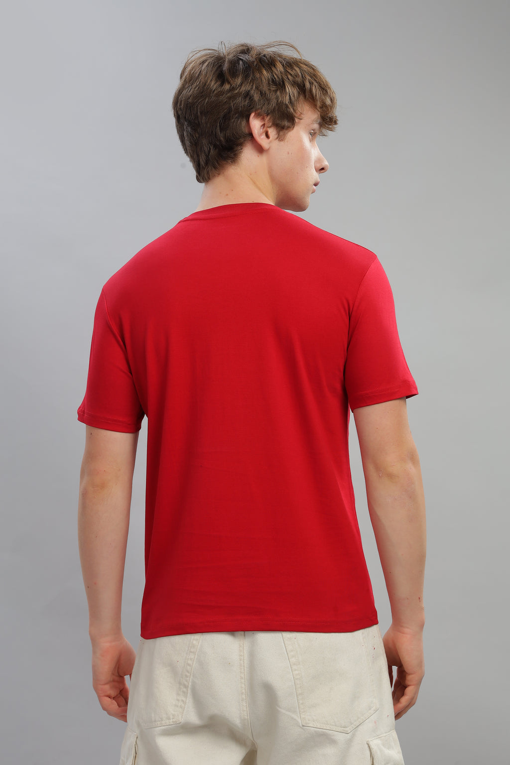 Spice Wardrobe Men’s Plain Red Premium Cotton T-Shirt 100% Pure Cotton | Comfortable Regular Fit for Casual & Active Wear