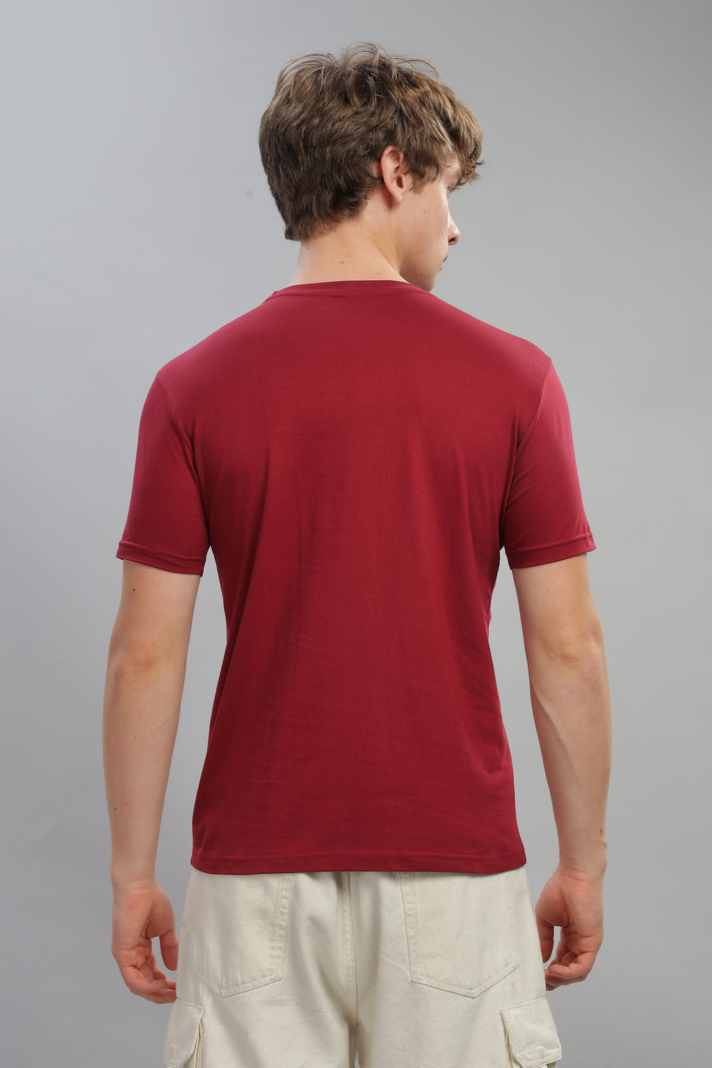 Spice Wardrobe Men’s Maroon Premium Cotton T-Shirt 100% Pure Cotton | Comfortable Regular Fit for Casual & Active Wear