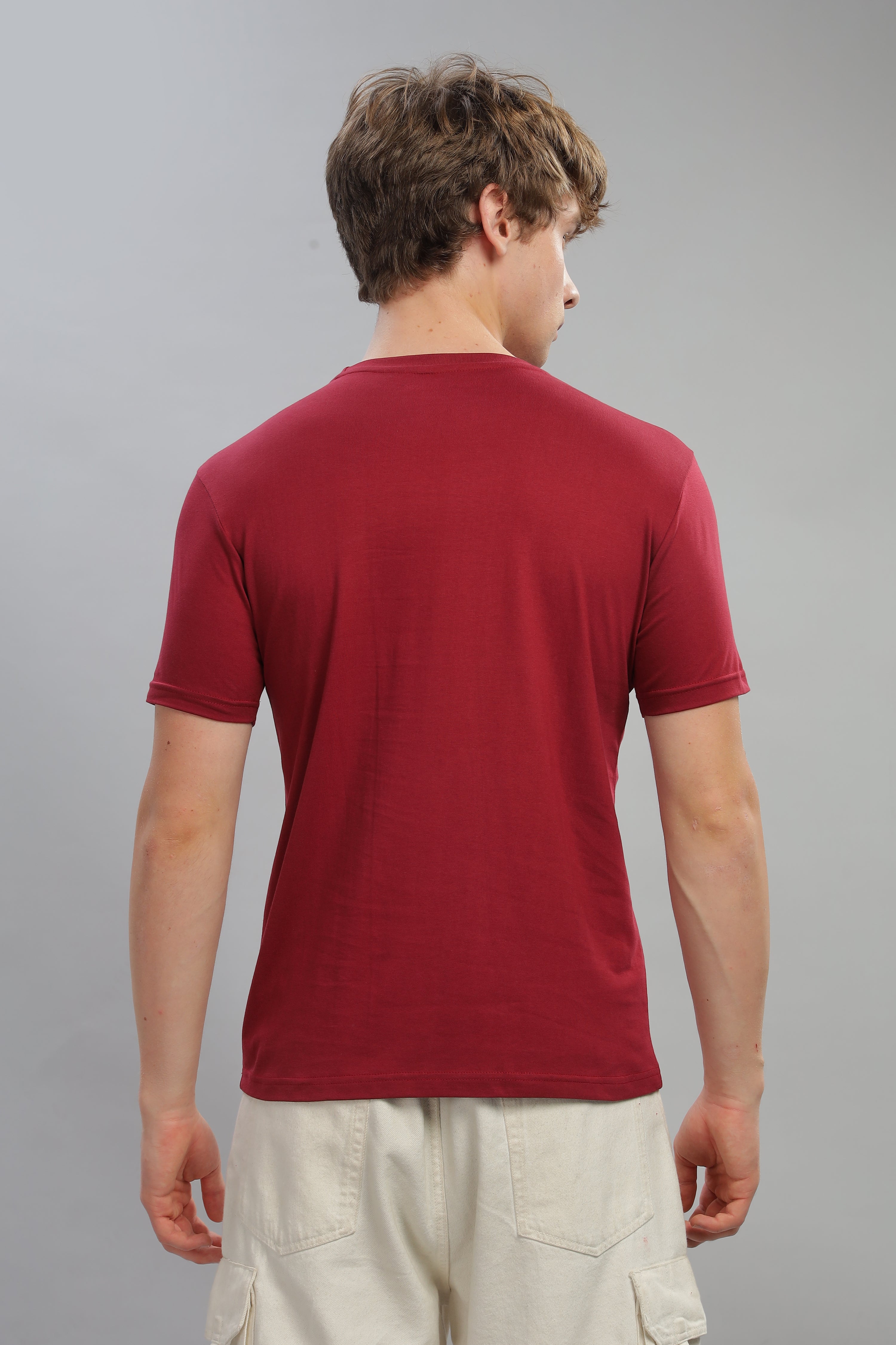 Spice Wardrobe Men’s Maroon Premium Cotton T-Shirt 100% Pure Cotton | Comfortable Regular Fit for Casual & Active Wear