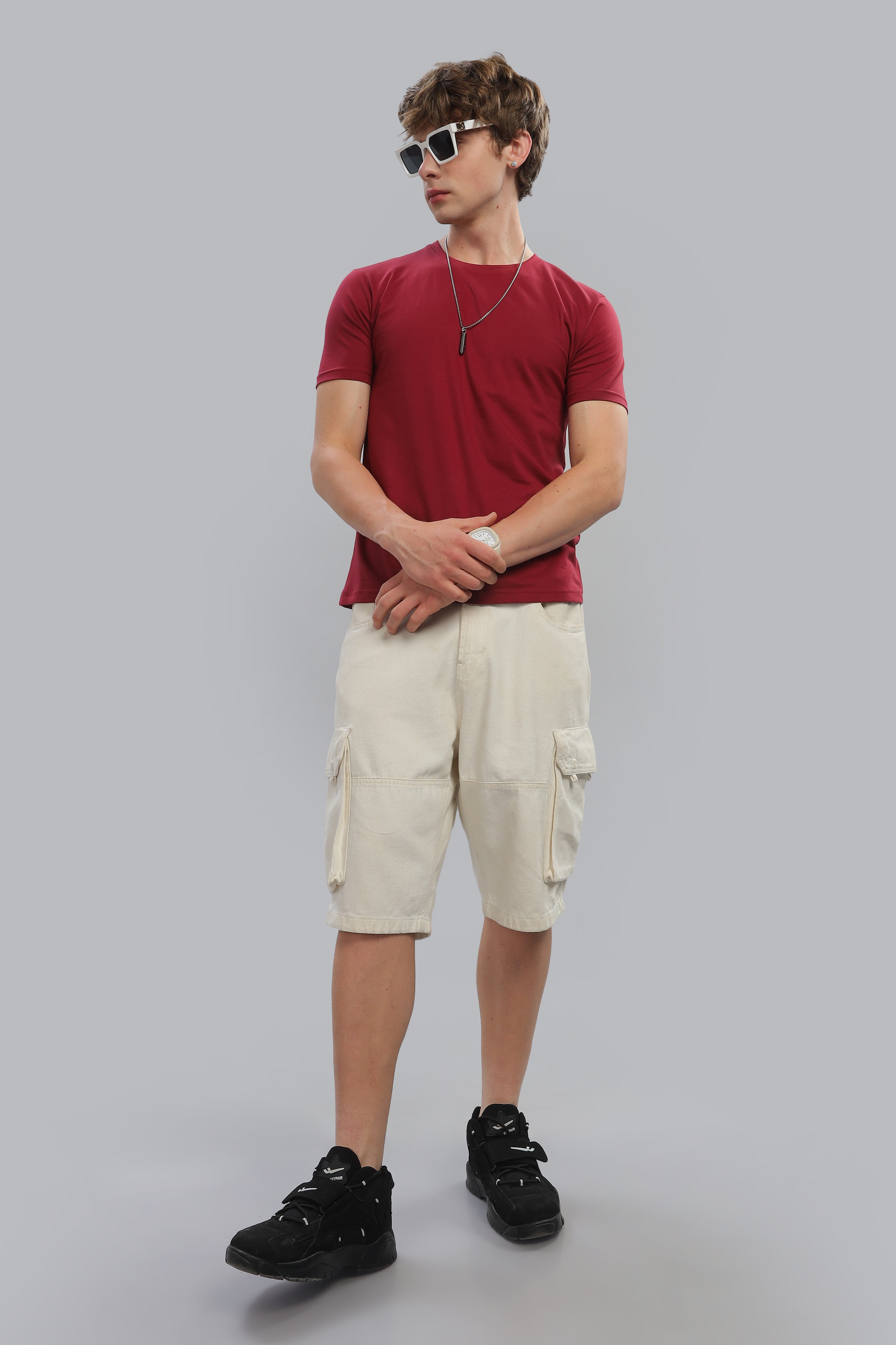 Spice Wardrobe Men’s Maroon Premium Cotton T-Shirt 100% Pure Cotton | Comfortable Regular Fit for Casual & Active Wear