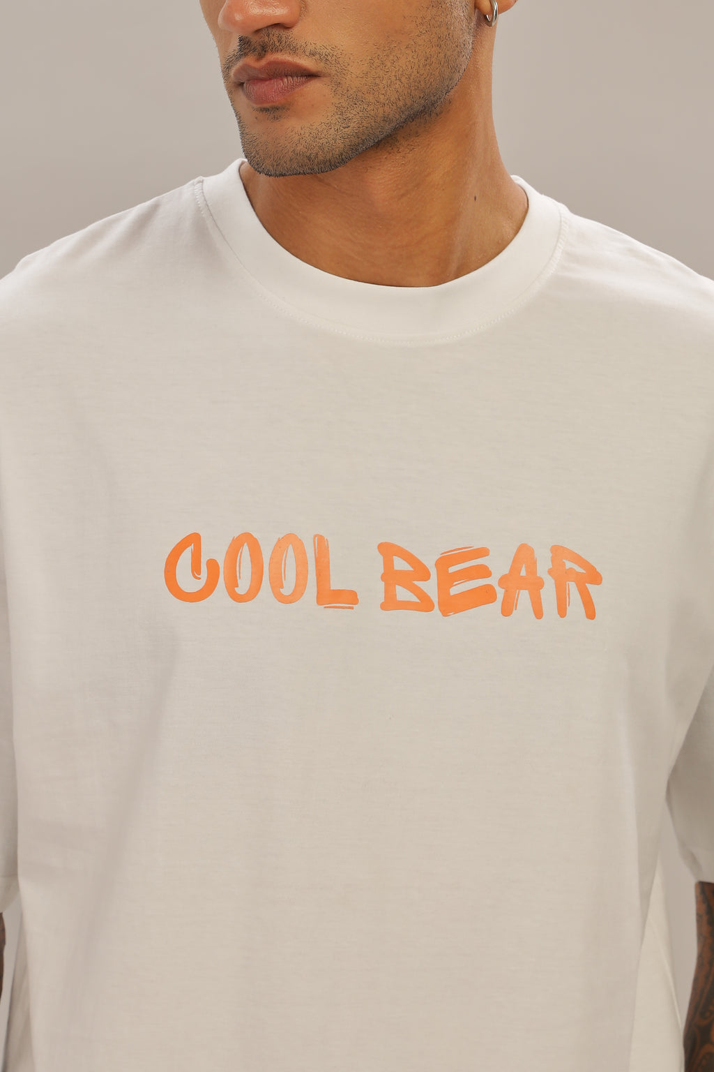 Spice Wardrobe Men Half Sleeve Oversized T-shirt, Round Neck Longline Drop Shoulder | White  Printed Relaxed Fit T-Shirt Cotton 180 GSM Fabric