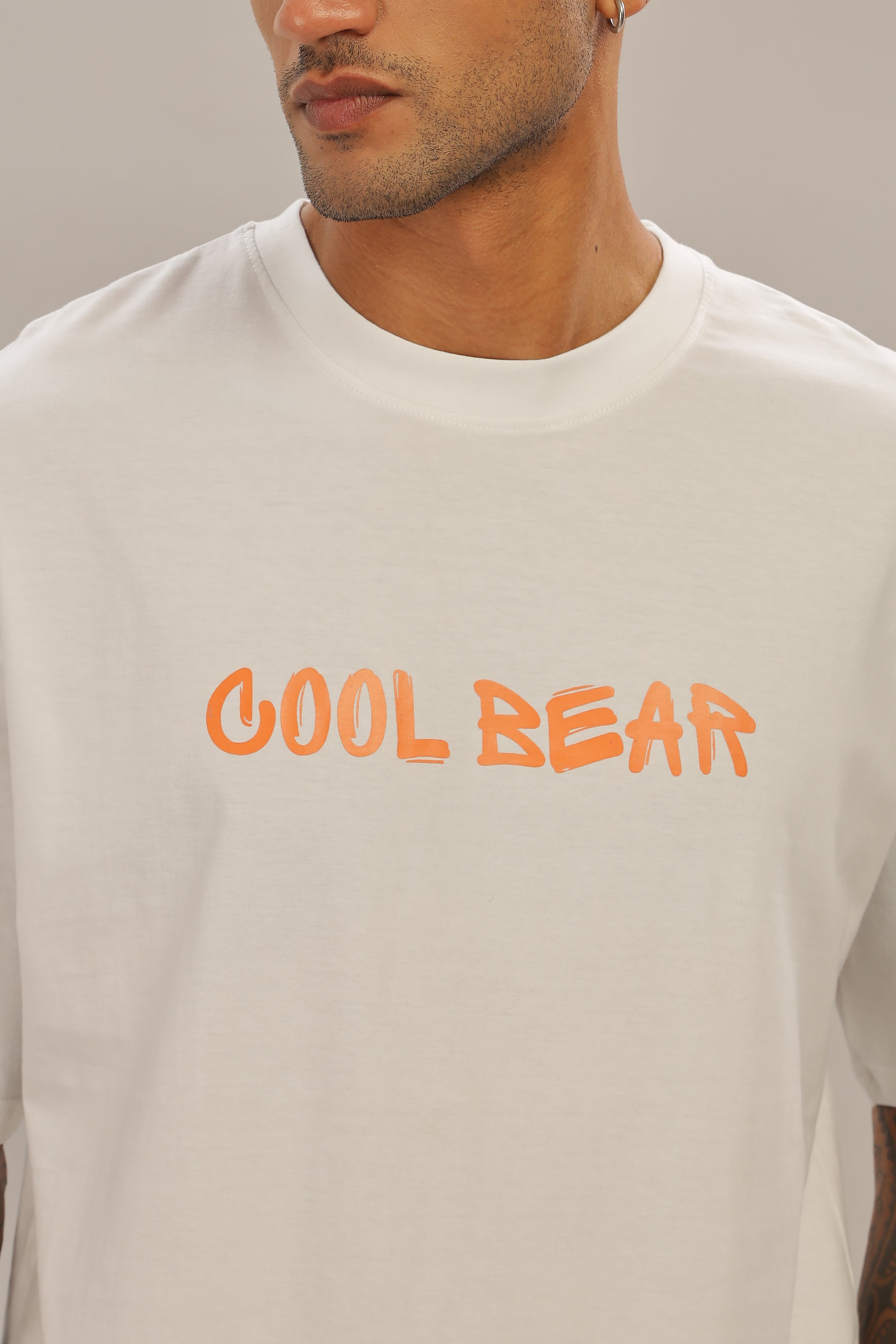 Spice Wardrobe Men Half Sleeve Oversized T-shirt, Round Neck Longline Drop Shoulder | White  Printed Relaxed Fit T-Shirt Cotton 180 GSM Fabric