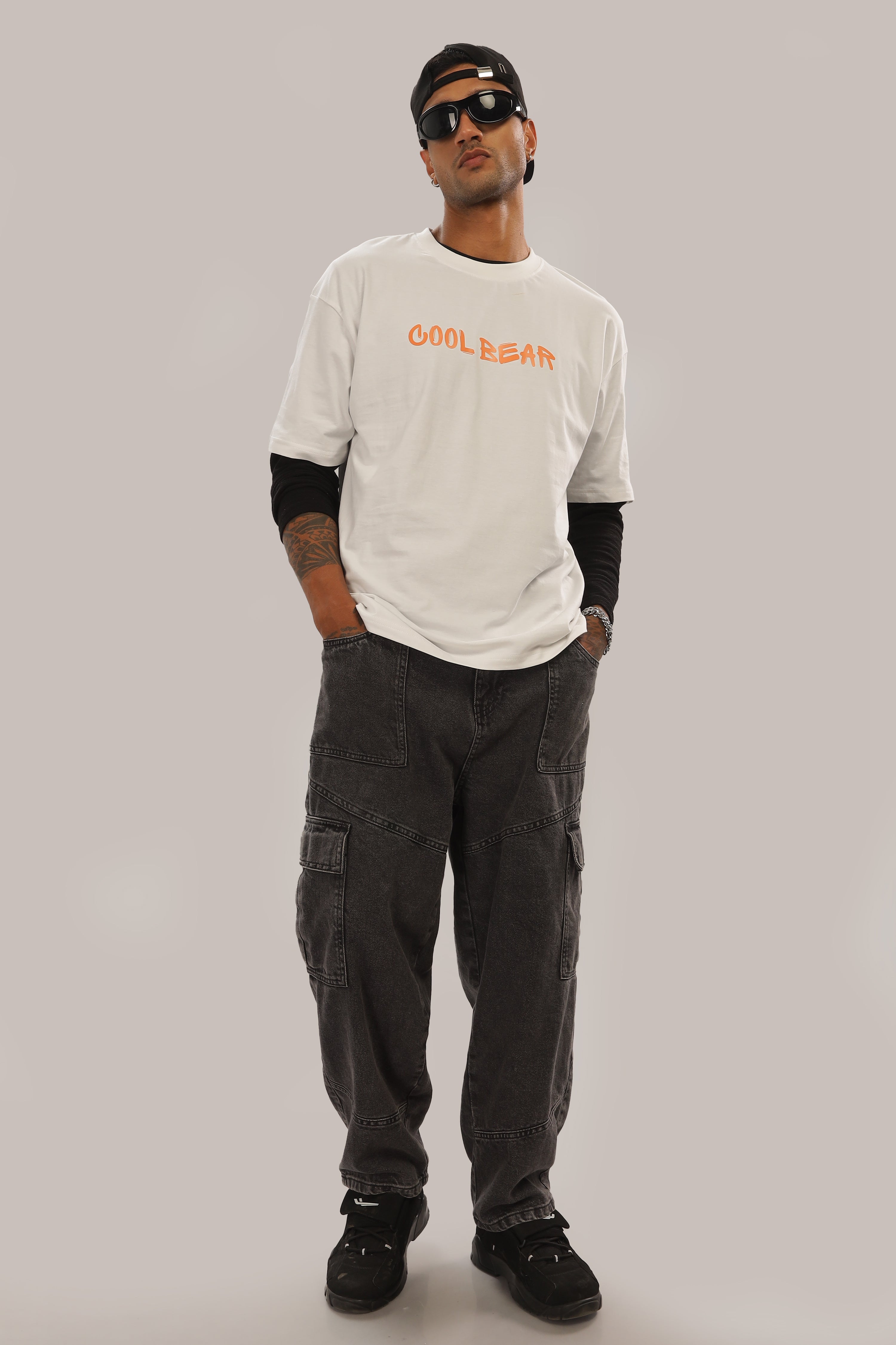 Spice Wardrobe Men Half Sleeve Oversized T-shirt, Round Neck Longline Drop Shoulder | White  Printed Relaxed Fit T-Shirt Cotton 180 GSM Fabric