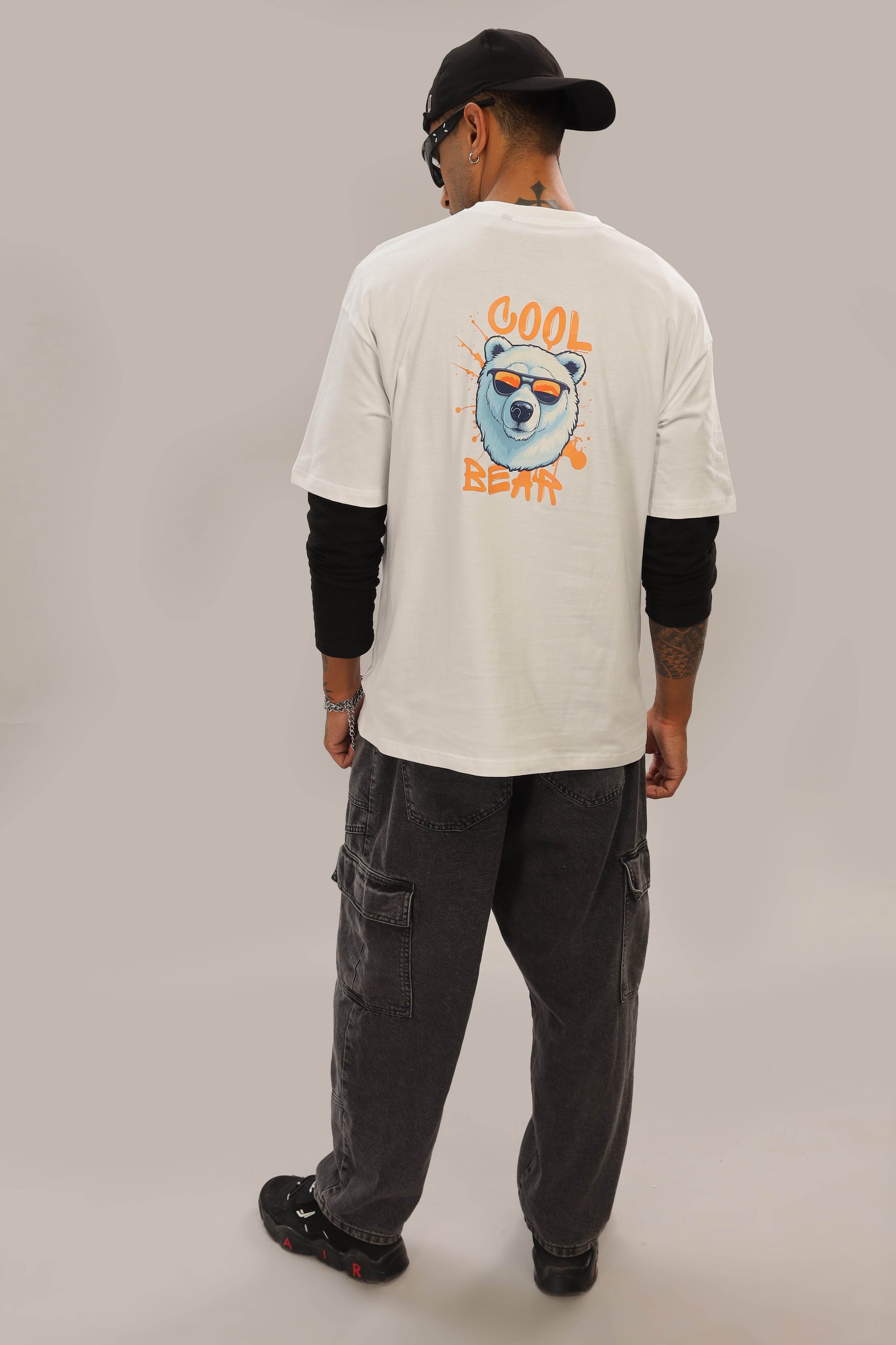 Spice Wardrobe Men Half Sleeve Oversized T-shirt, Round Neck Longline Drop Shoulder | White  Printed Relaxed Fit T-Shirt Cotton 180 GSM Fabric